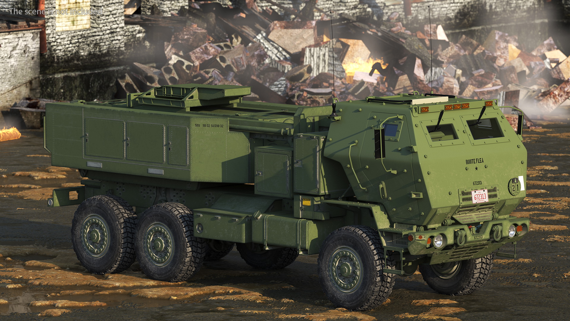 3D model M142 High Mobility Artillery Rocket System Green Rigged