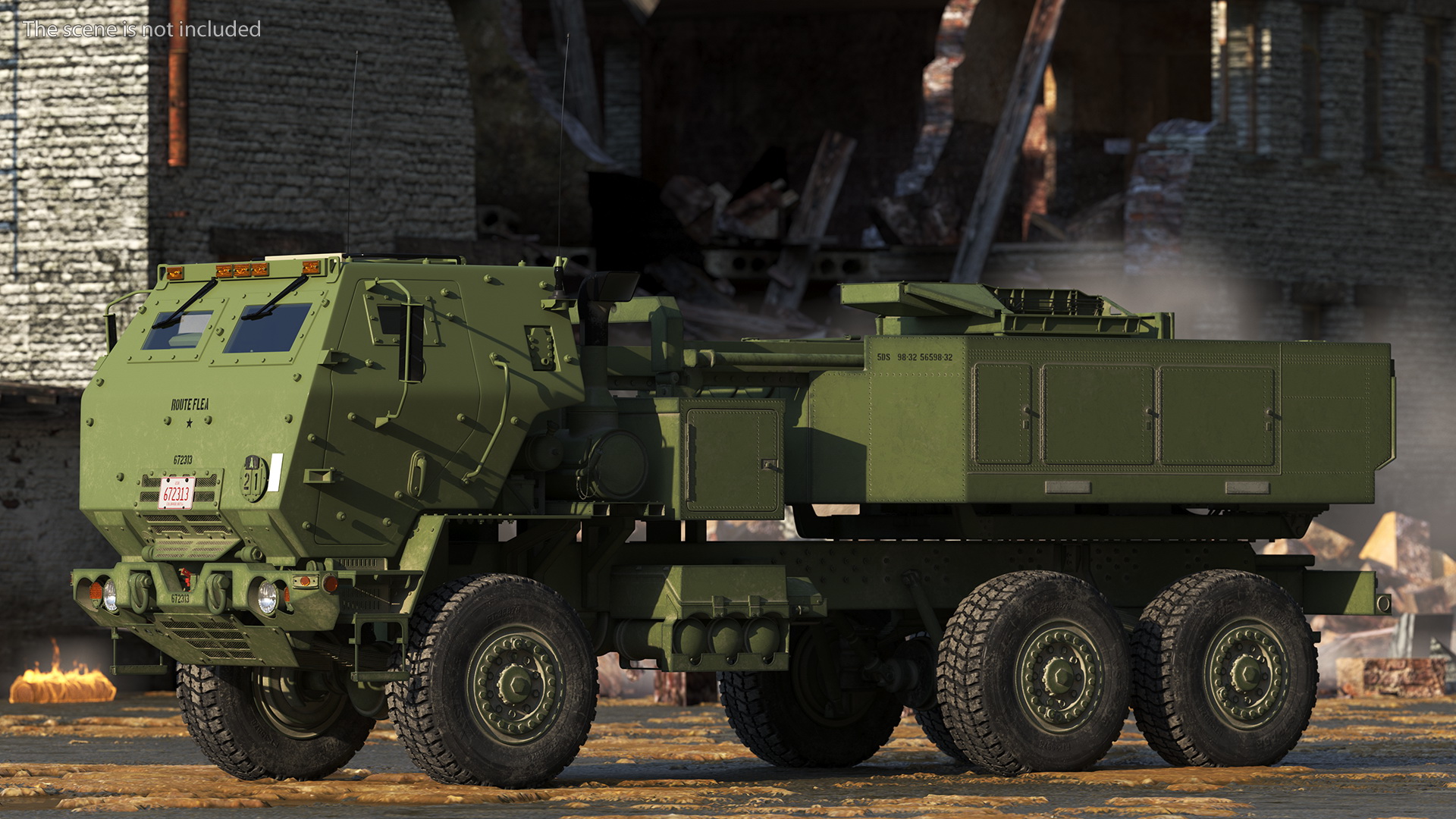 3D model M142 High Mobility Artillery Rocket System Green Rigged