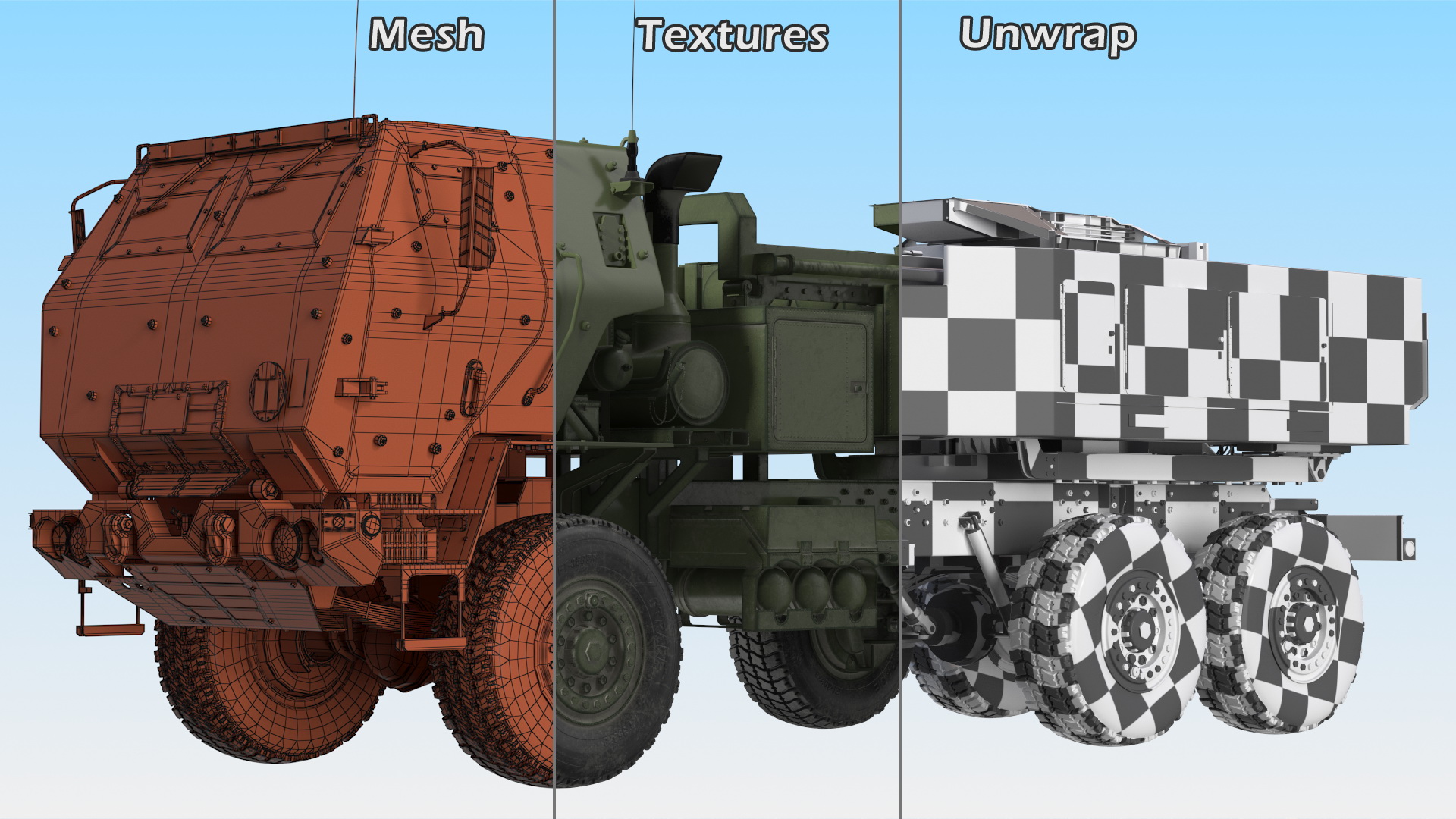 3D model M142 High Mobility Artillery Rocket System Green Rigged