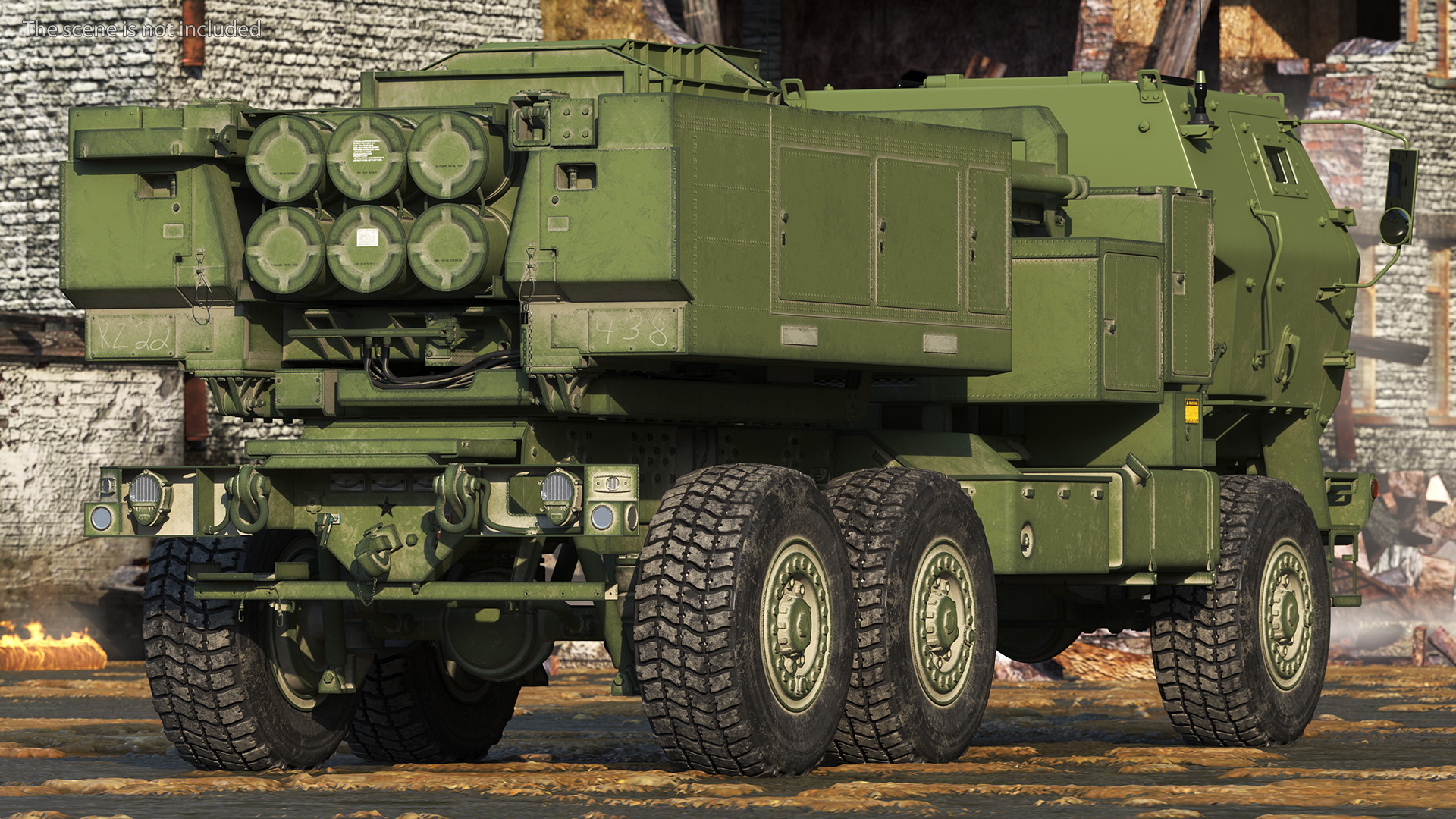 3D model M142 High Mobility Artillery Rocket System Green Rigged