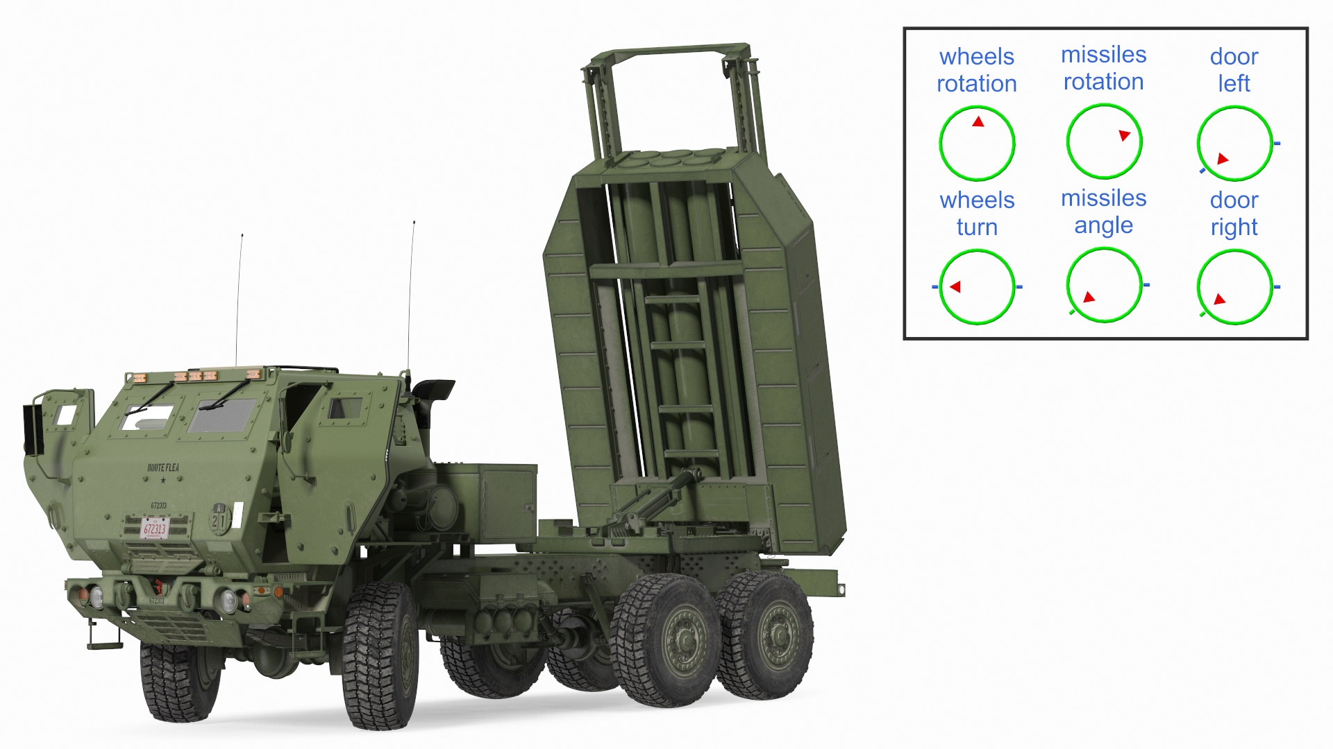 3D model M142 High Mobility Artillery Rocket System Green Rigged