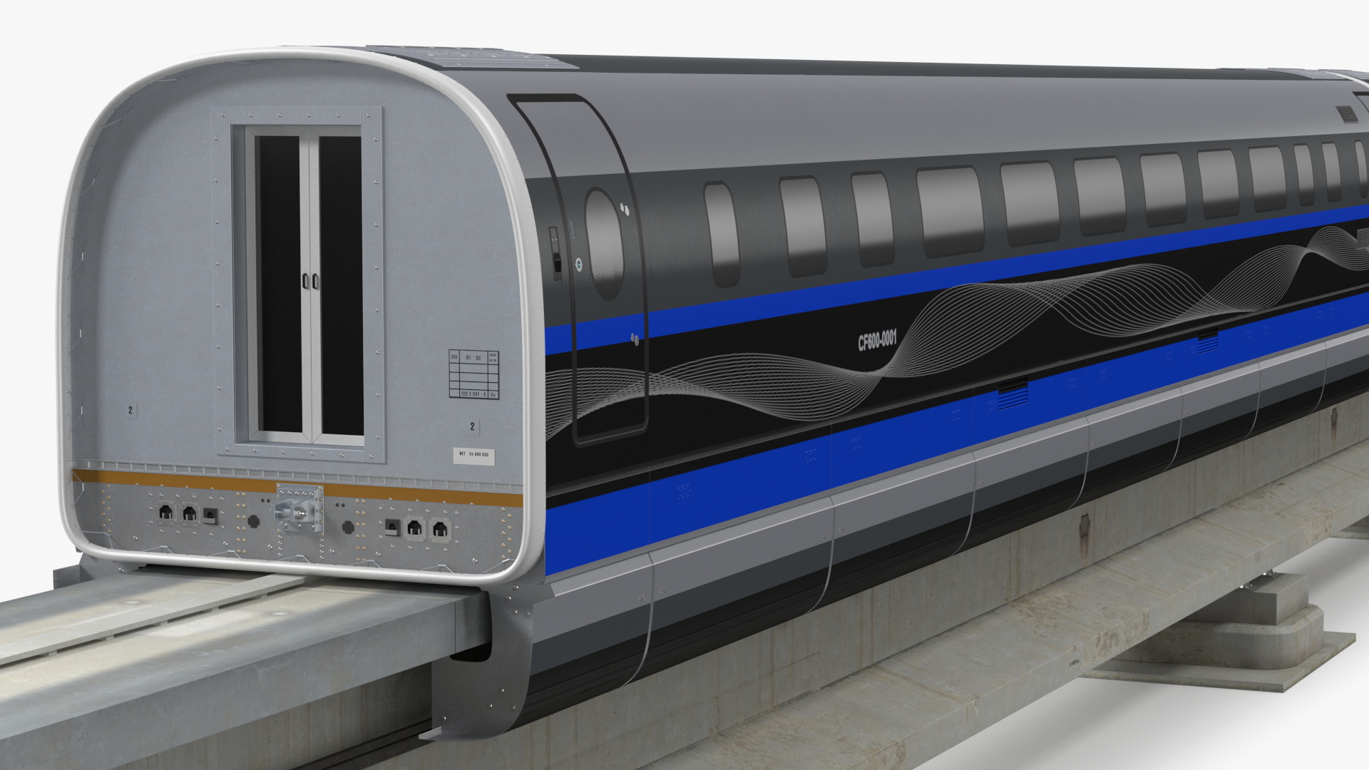 3D model Chinese Maglev Bullet Train on Rail