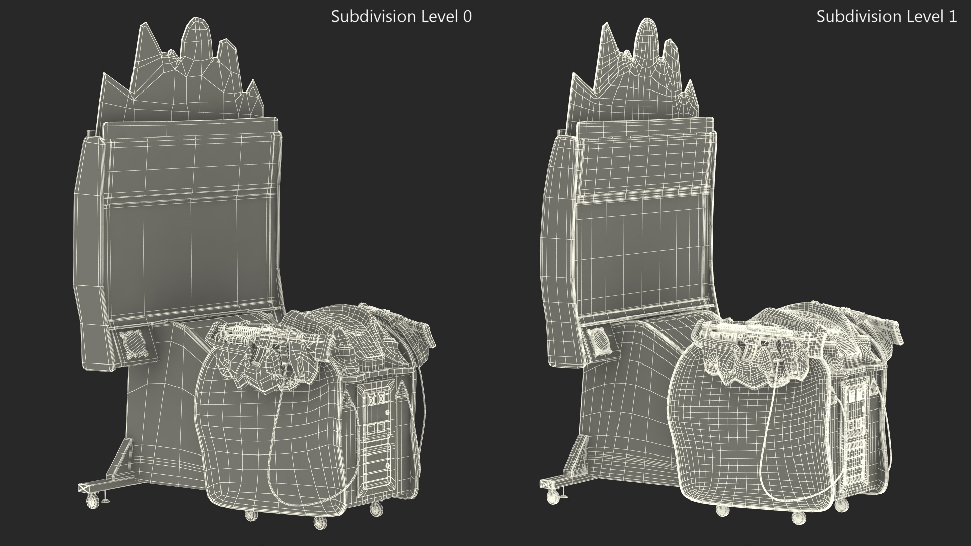 Arcade Machine Aliens Armageddon On State State Rigged 3D model