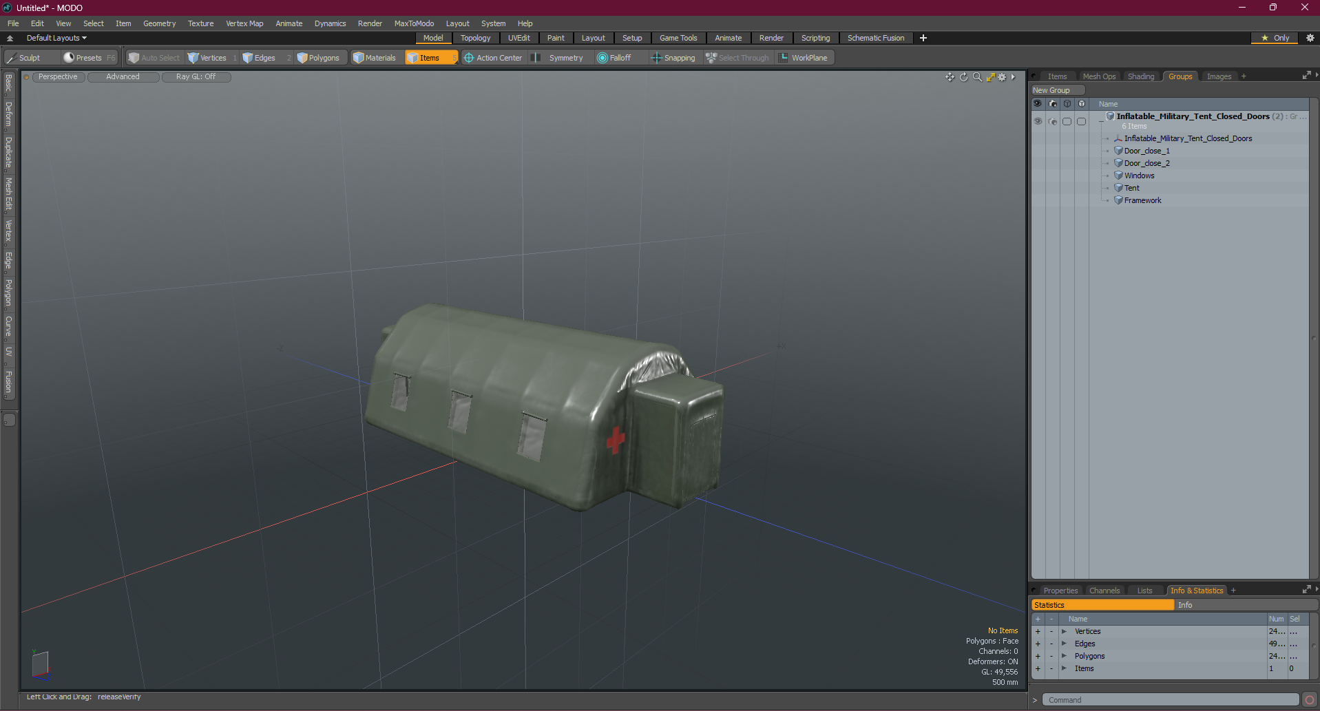 Inflatable Military Tent Closed Doors 3D
