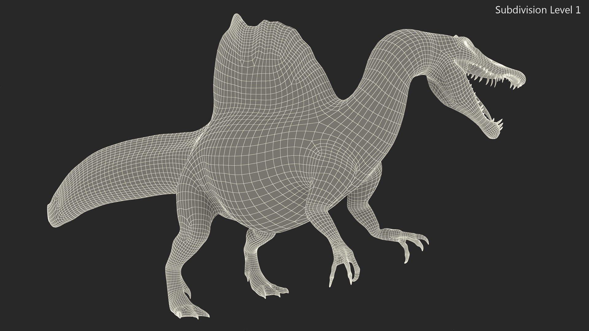 3D model Spinosaurus Dinosaur Yellow Roaring Pose