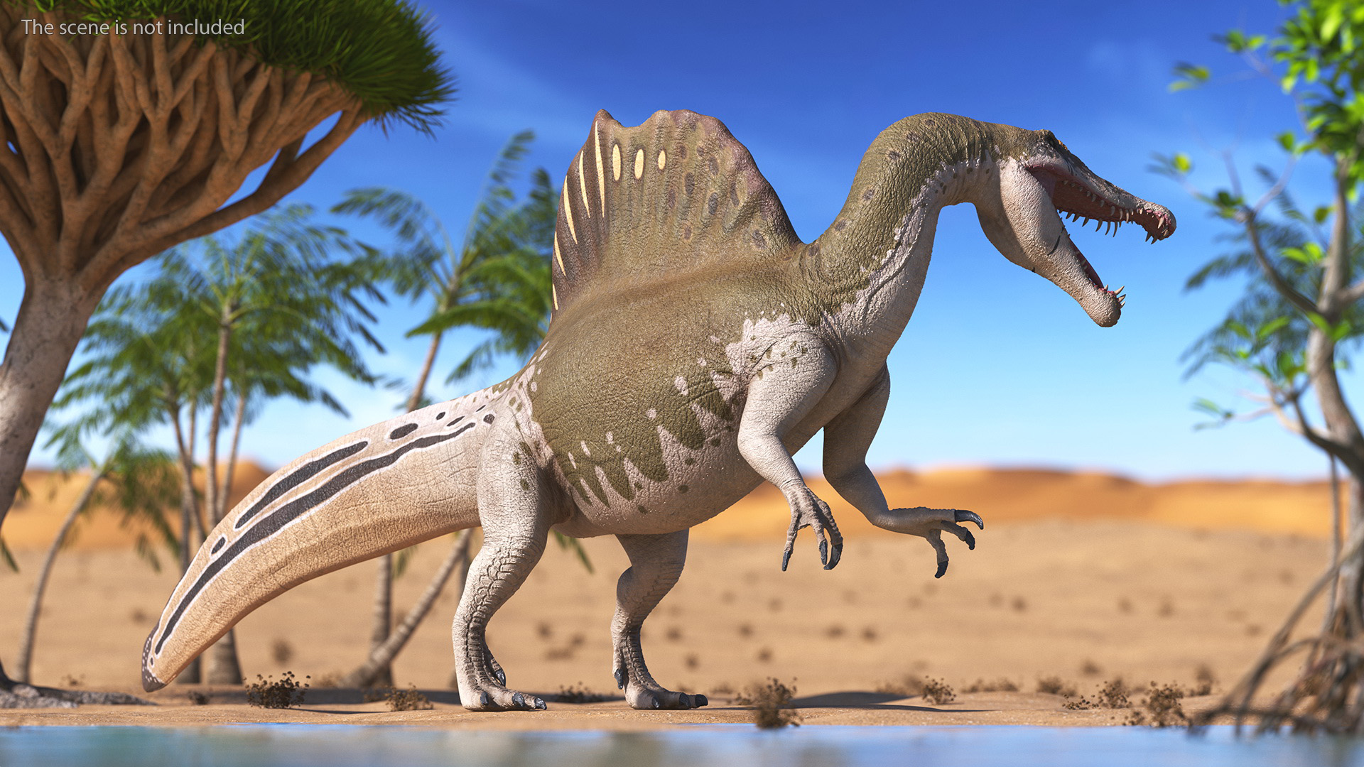3D model Spinosaurus Dinosaur Yellow Roaring Pose
