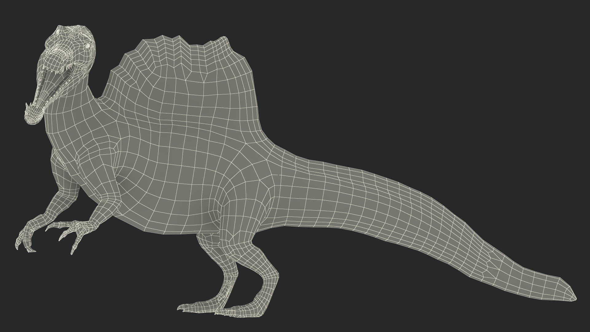3D model Spinosaurus Dinosaur Yellow Roaring Pose
