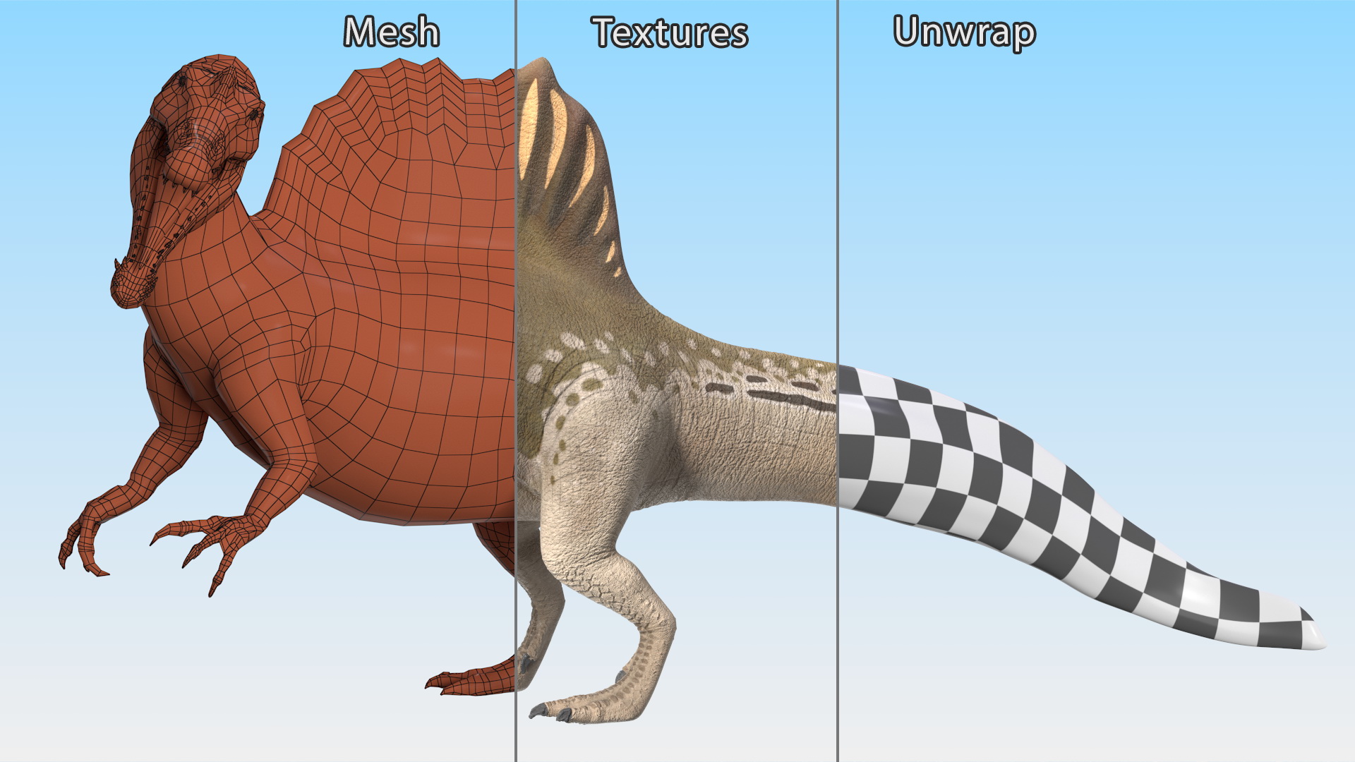 3D model Spinosaurus Dinosaur Yellow Roaring Pose