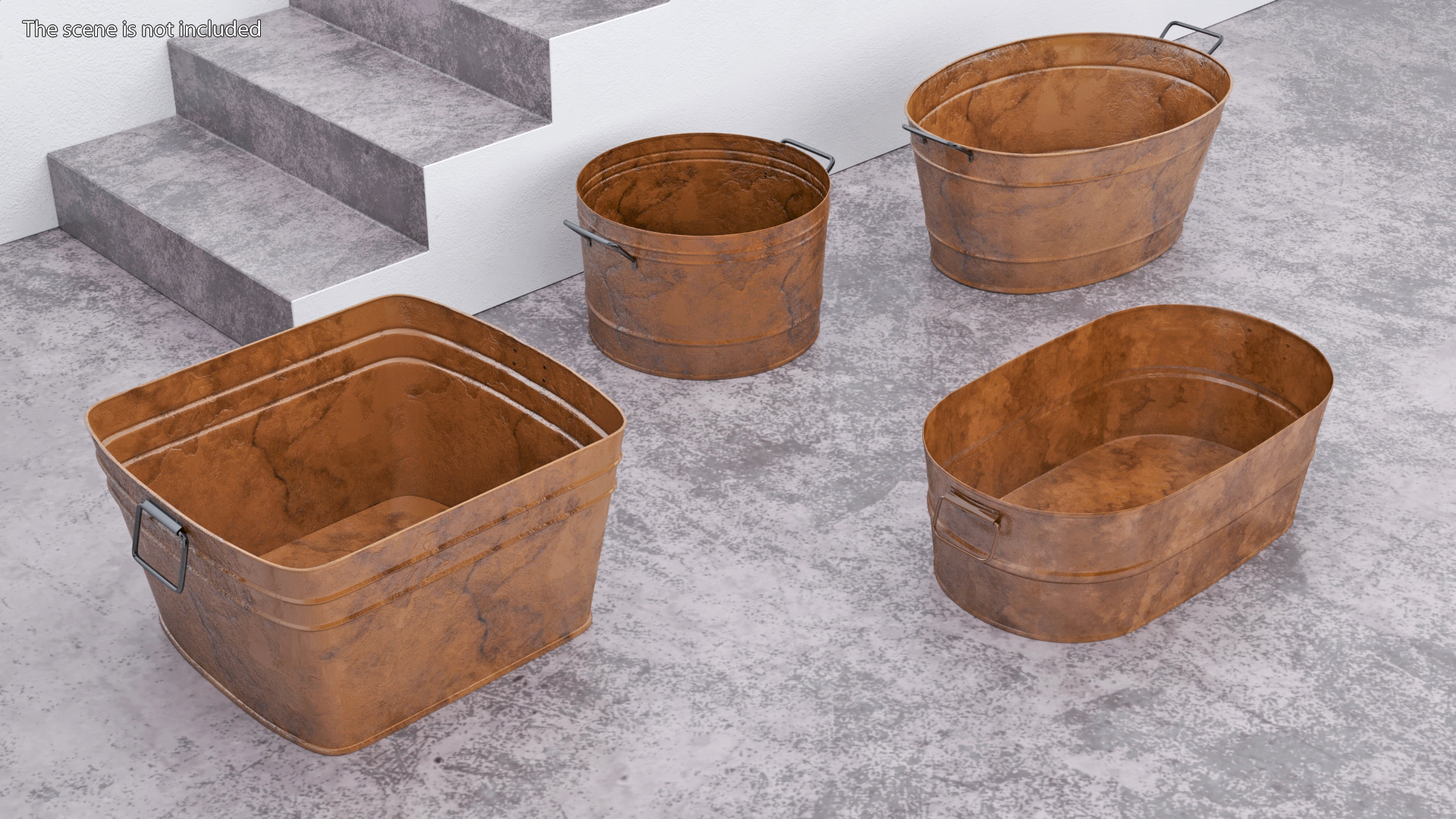 3D Steel Round Tub Rusty