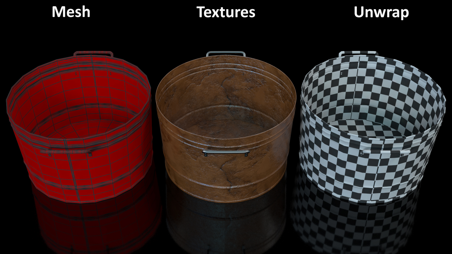 3D Steel Round Tub Rusty