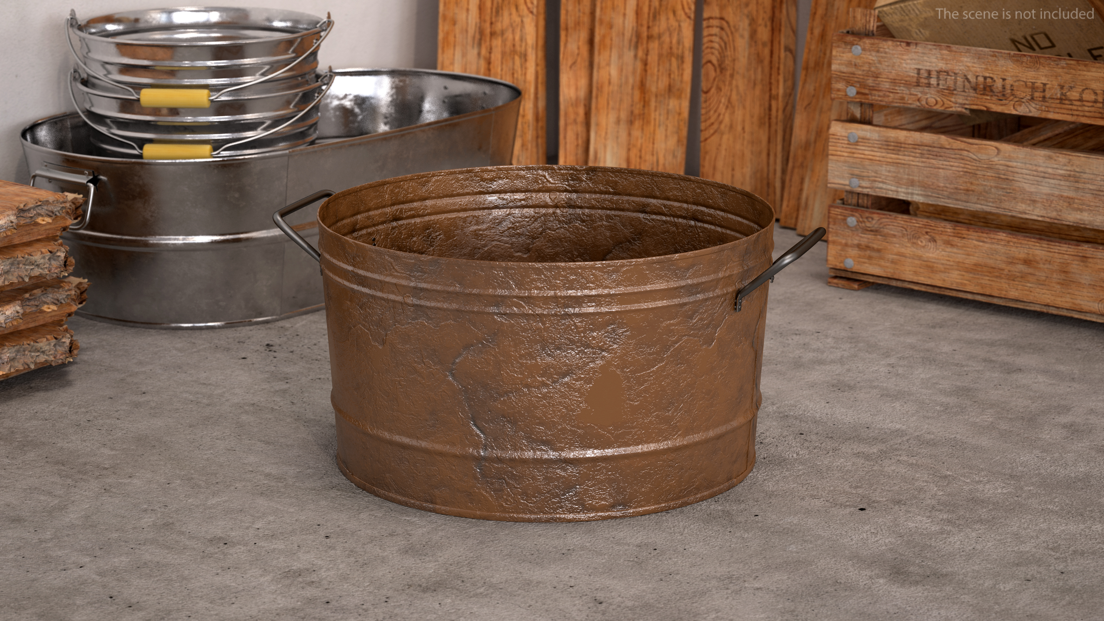3D Steel Round Tub Rusty