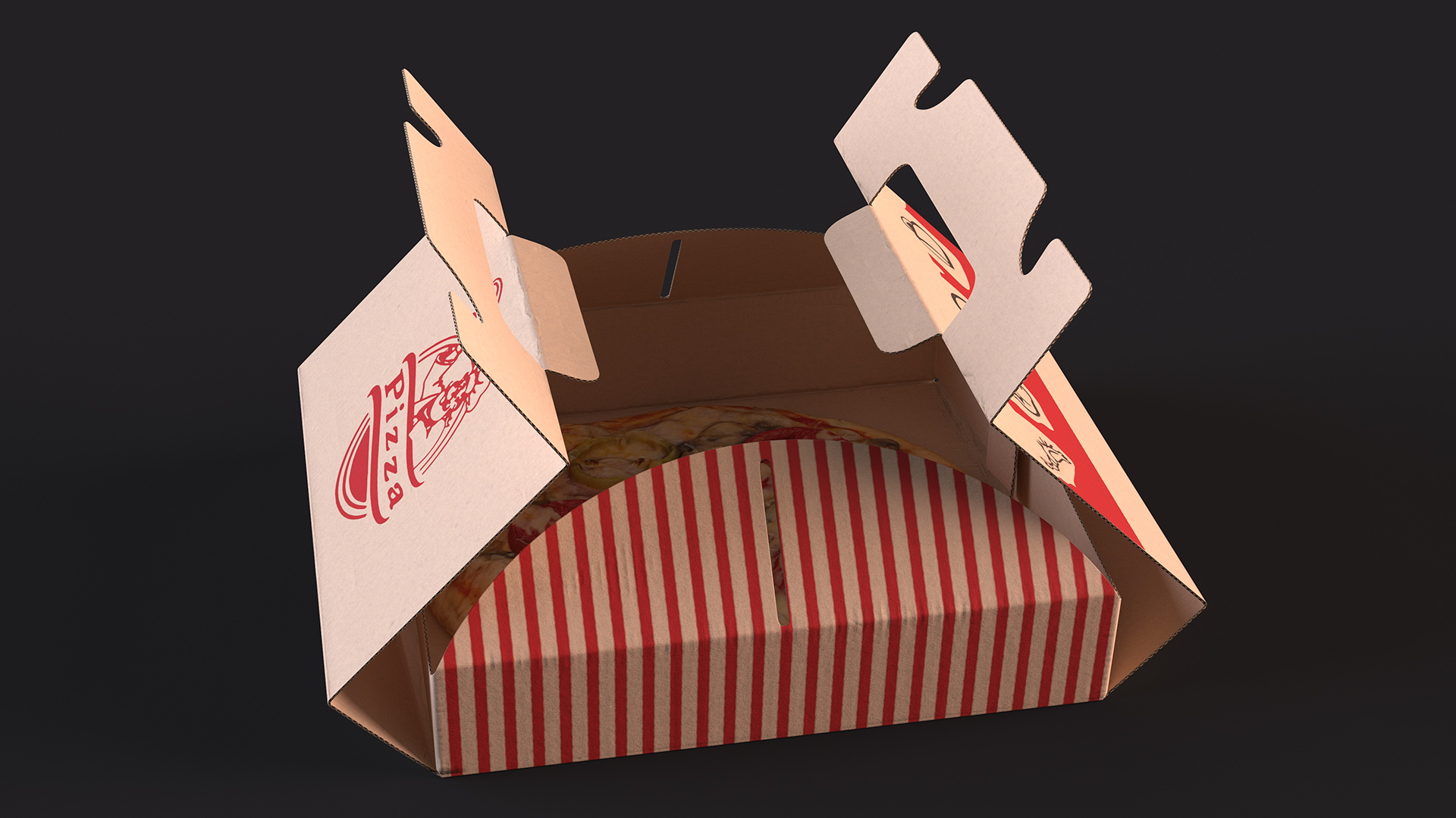 Open Box with Pizza 3D model