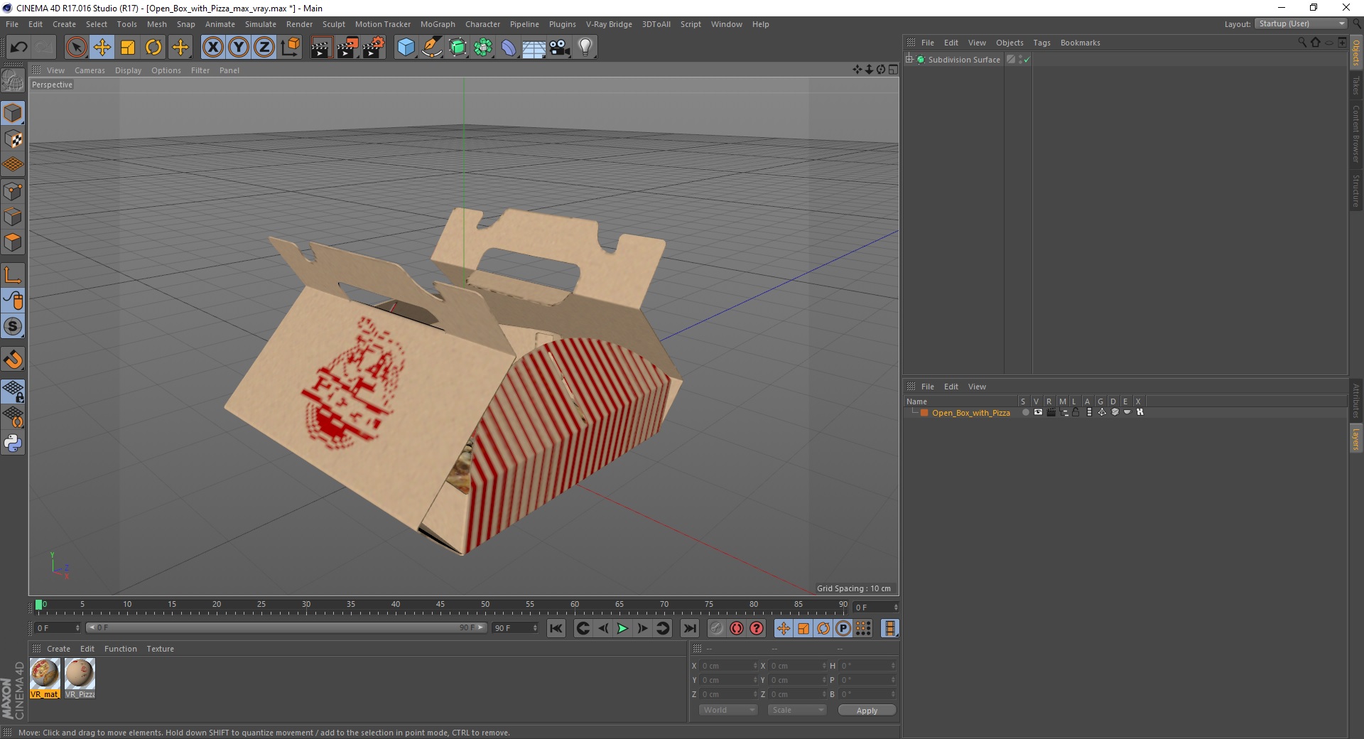 Open Box with Pizza 3D model