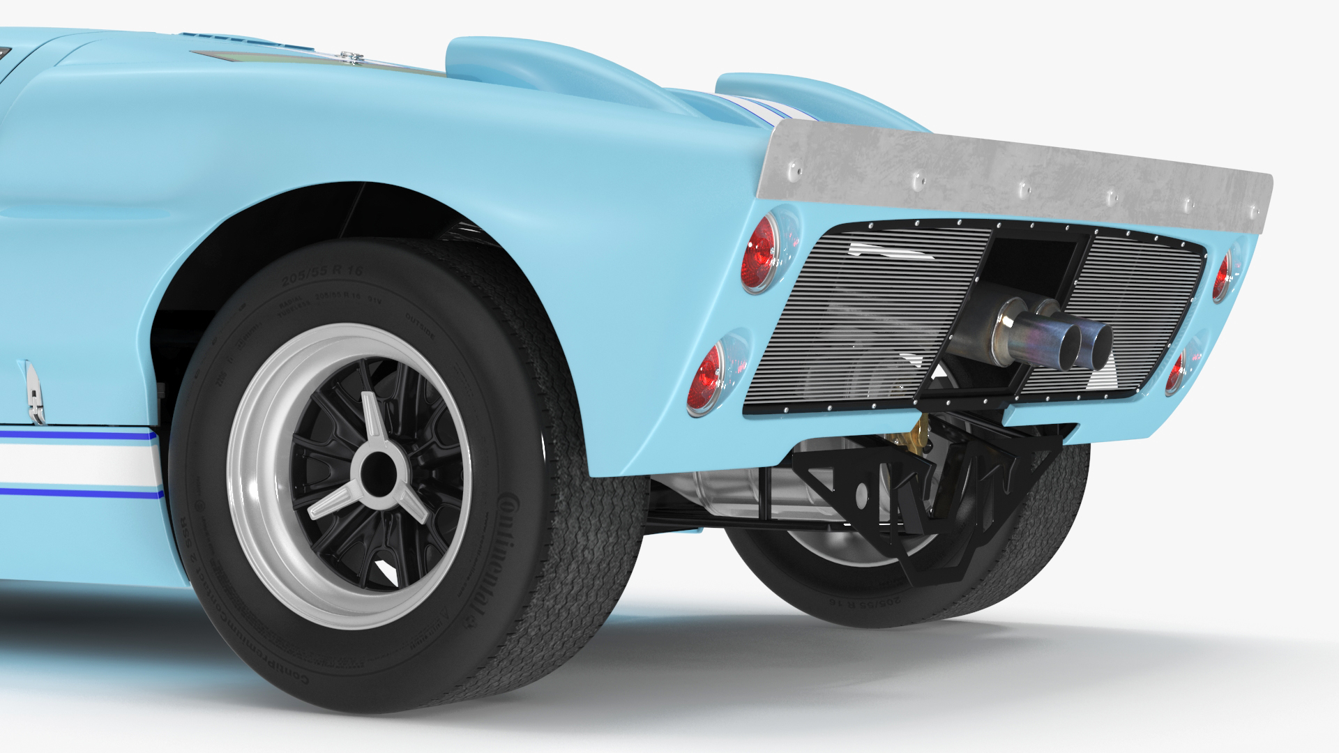 3D Ford GT40 Racing Car Blue Simple Interior
