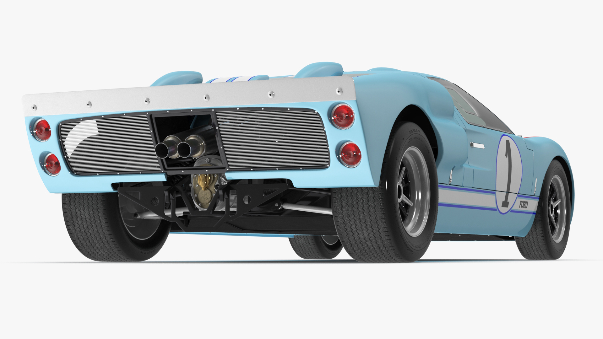 3D Ford GT40 Racing Car Blue Simple Interior
