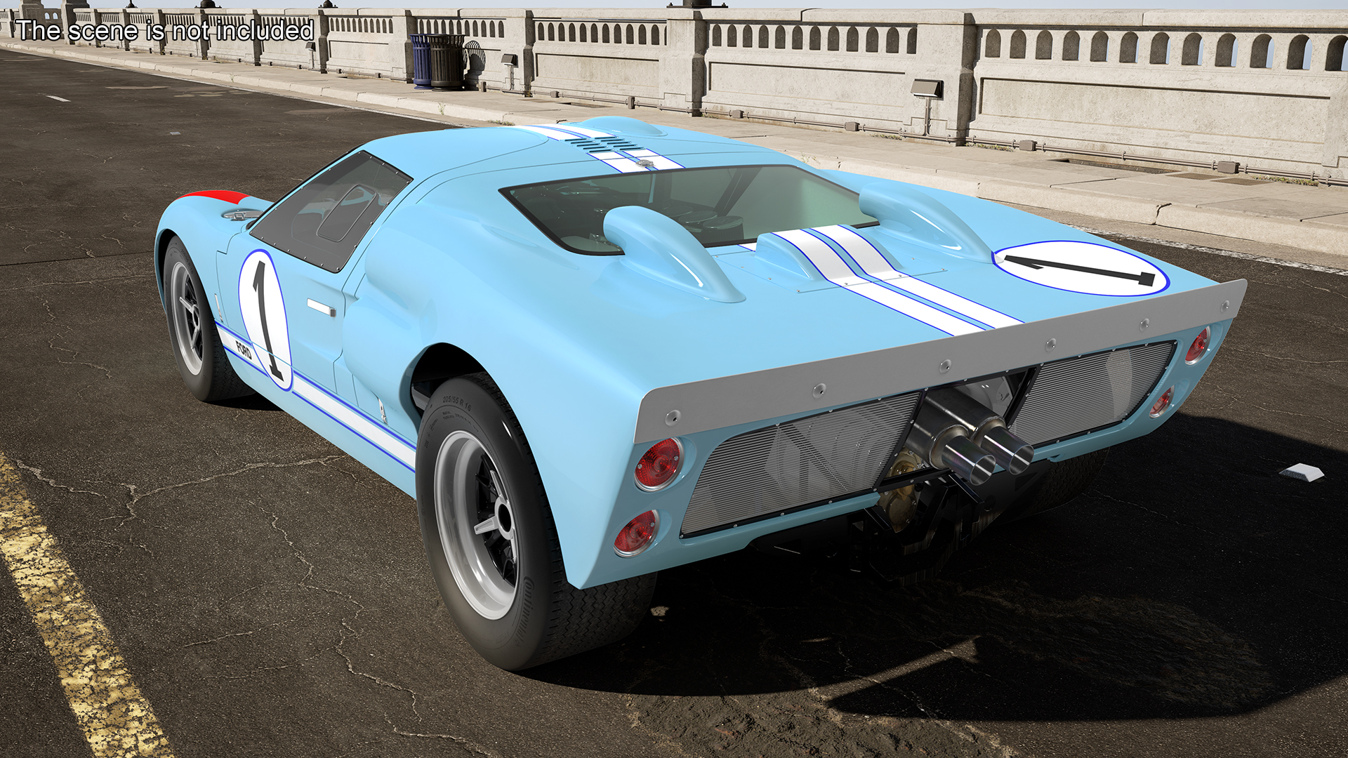 3D Ford GT40 Racing Car Blue Simple Interior