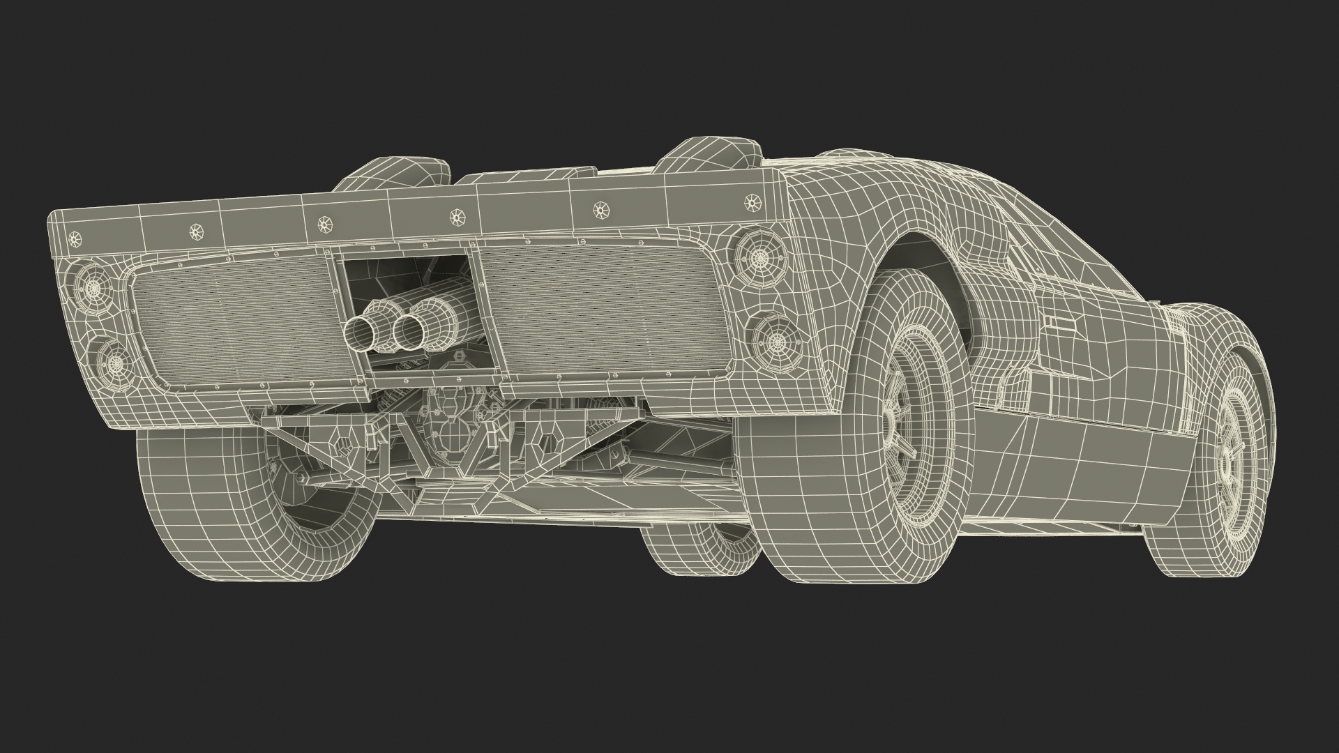 3D Ford GT40 Racing Car Blue Simple Interior