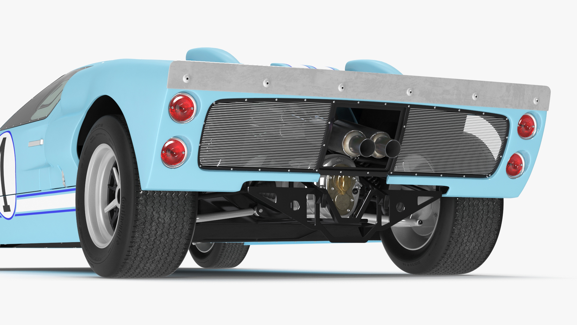 3D Ford GT40 Racing Car Blue Simple Interior