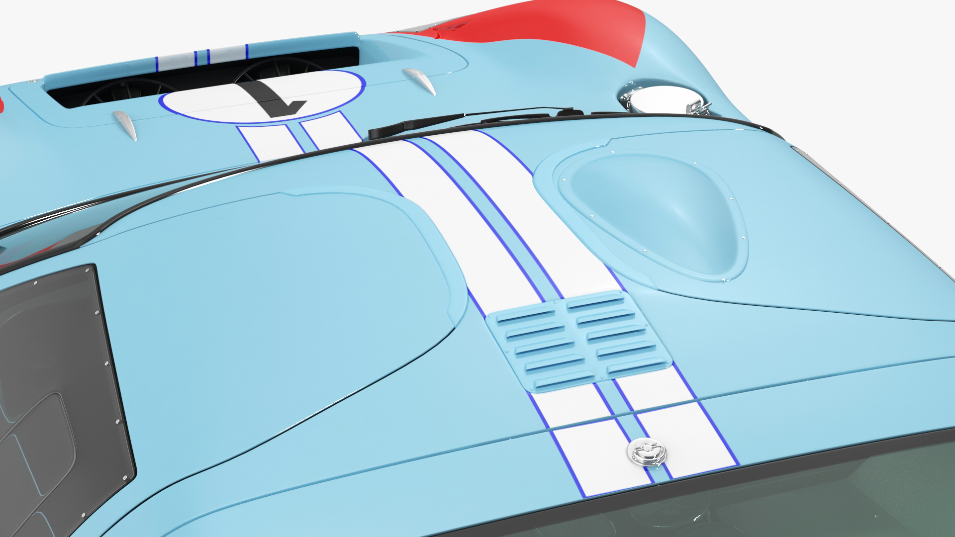 3D Ford GT40 Racing Car Blue Simple Interior