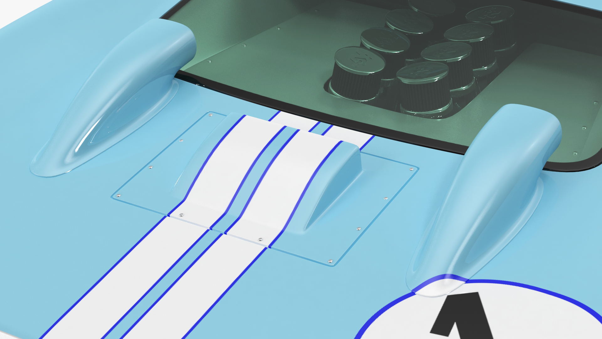 3D Ford GT40 Racing Car Blue Simple Interior