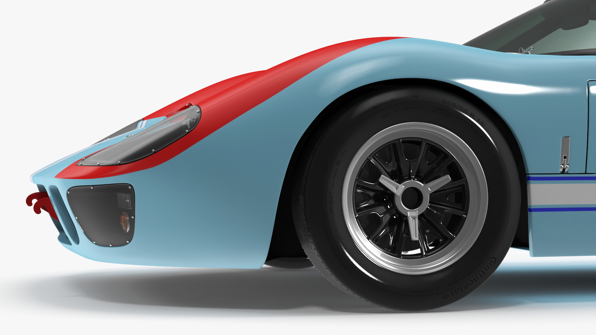 3D Ford GT40 Racing Car Blue Simple Interior