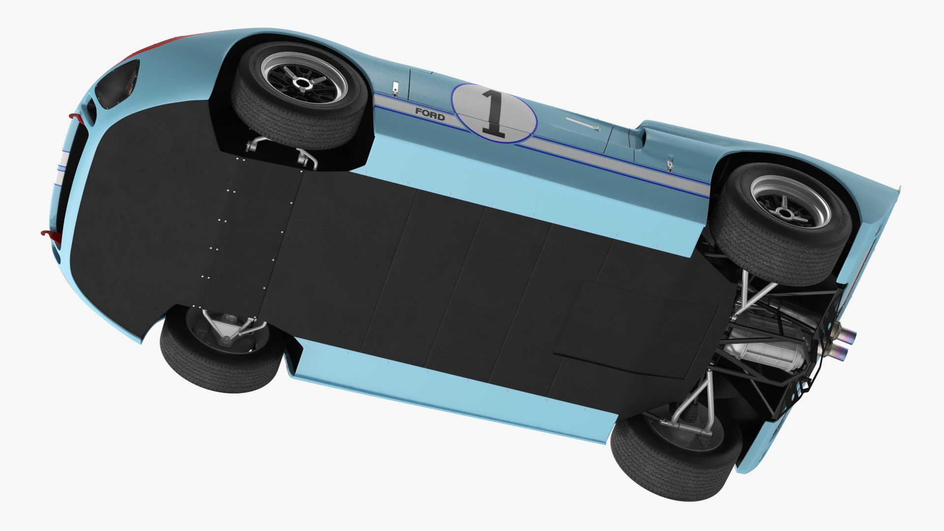 3D Ford GT40 Racing Car Blue Simple Interior
