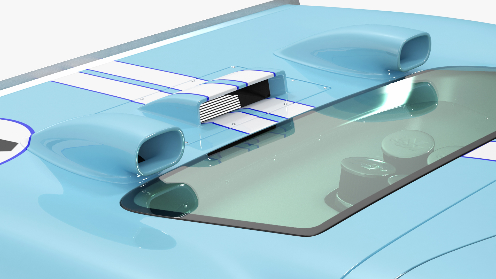 3D Ford GT40 Racing Car Blue Simple Interior
