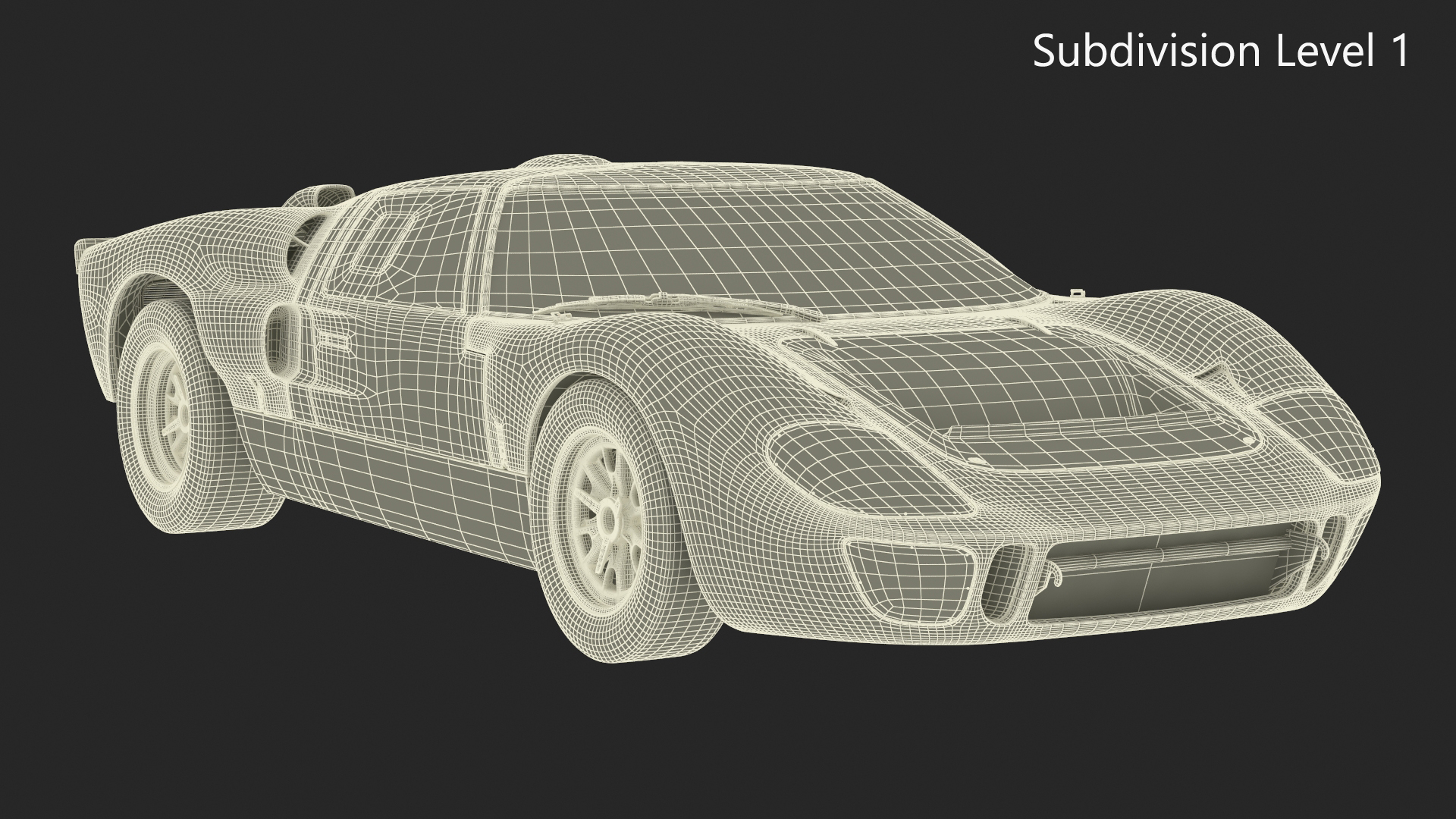 3D Ford GT40 Racing Car Blue Simple Interior