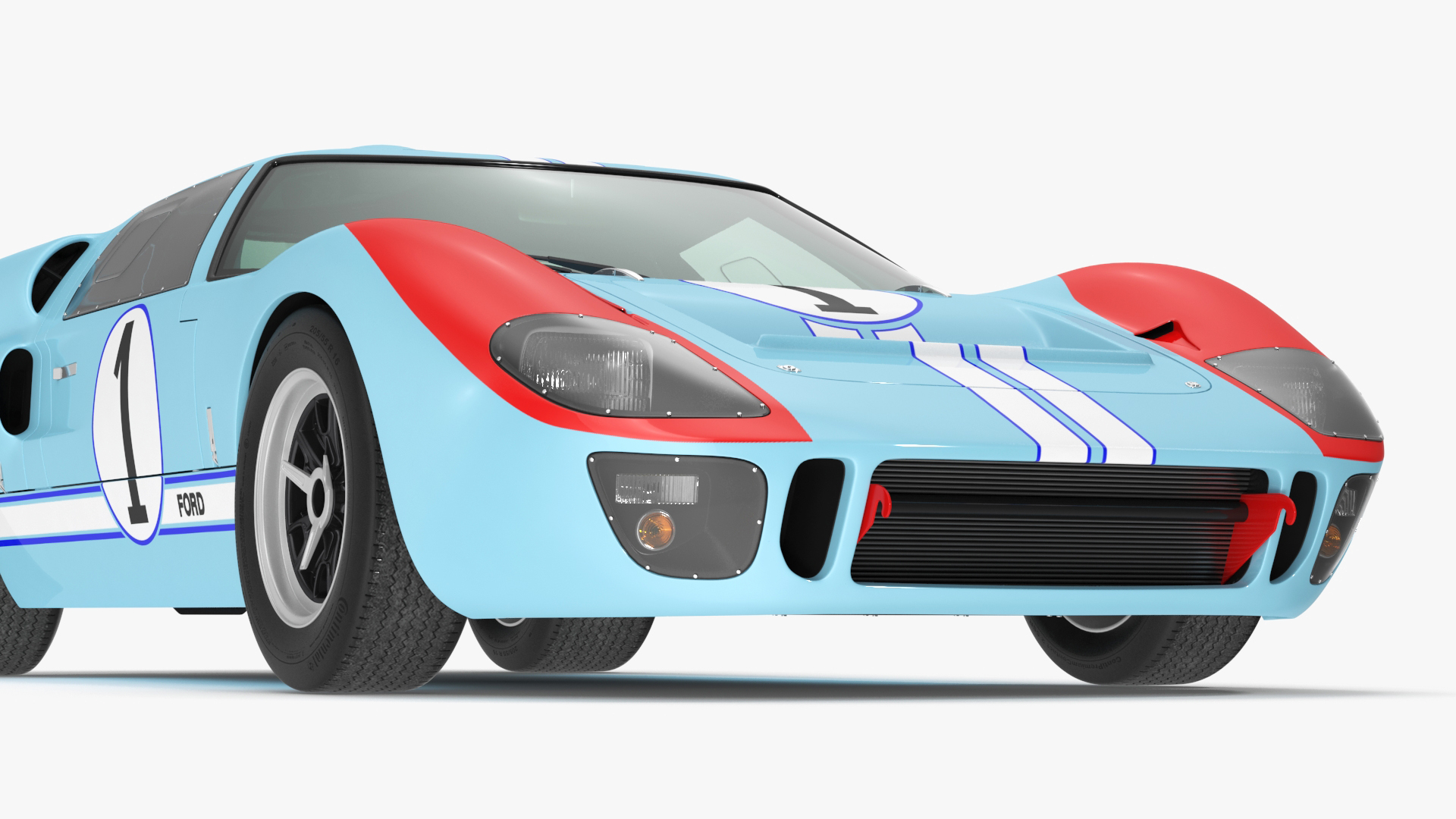3D Ford GT40 Racing Car Blue Simple Interior
