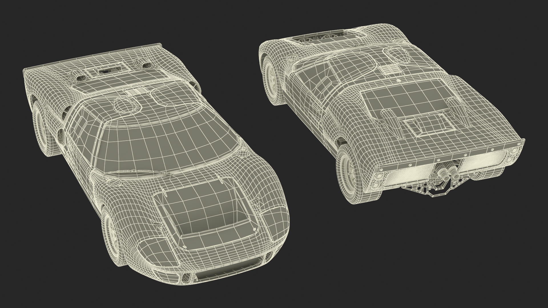 3D Ford GT40 Racing Car Blue Simple Interior
