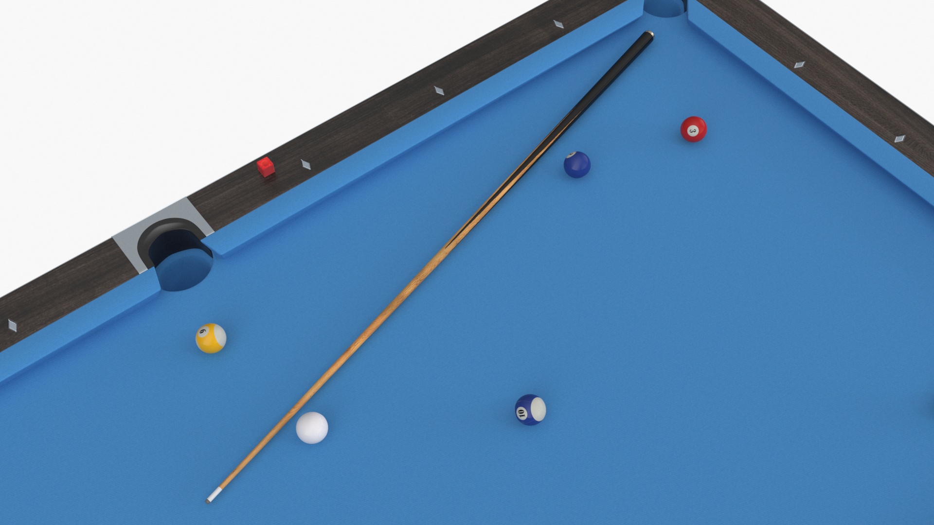 3D model American Pool Blue Table Rasson with Balls and Cue