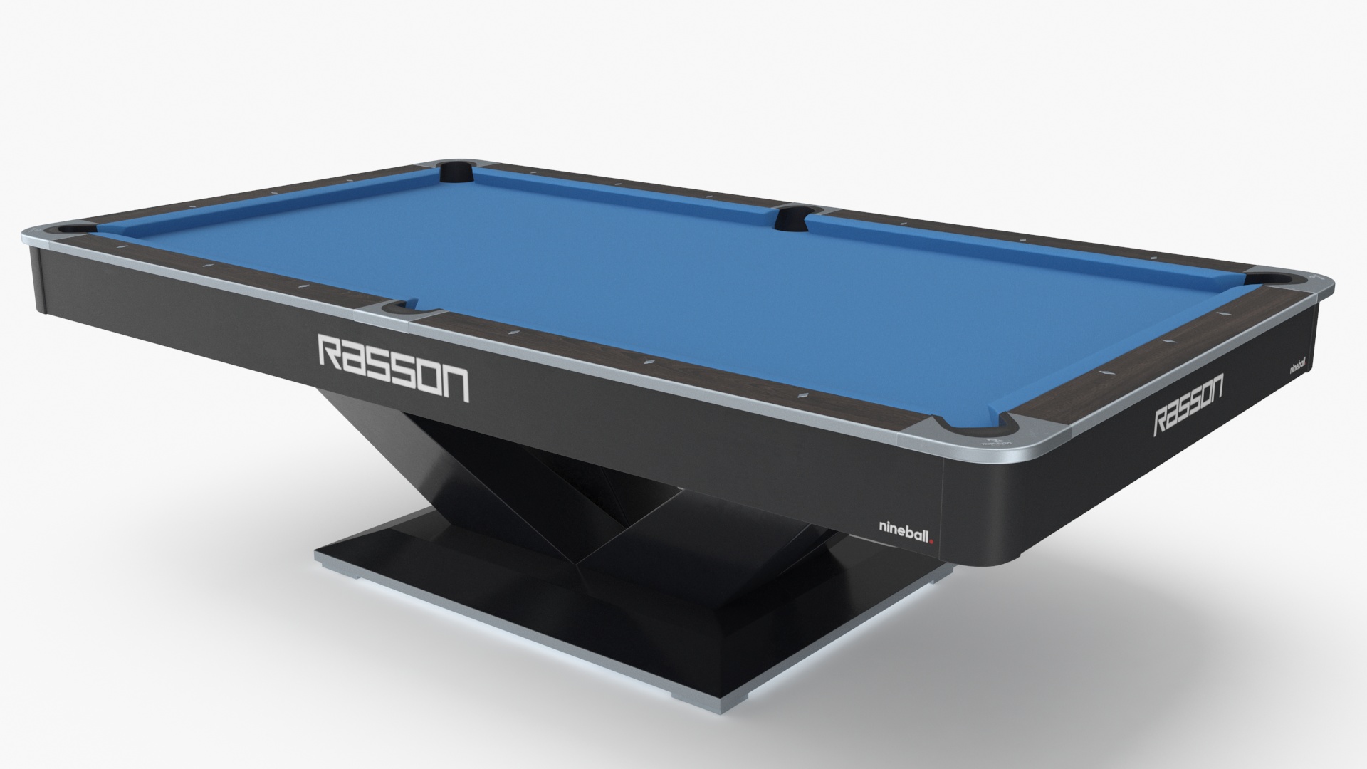 3D model American Pool Blue Table Rasson with Balls and Cue