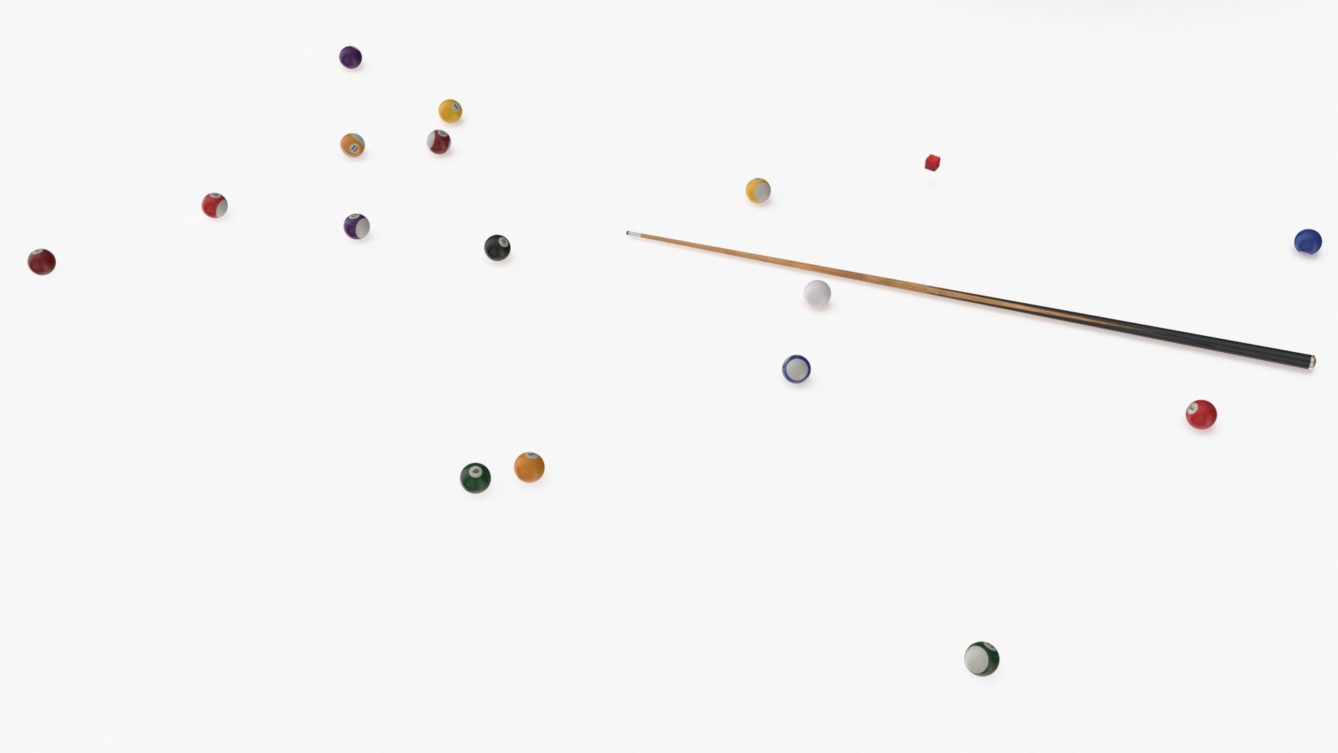 3D model American Pool Blue Table Rasson with Balls and Cue