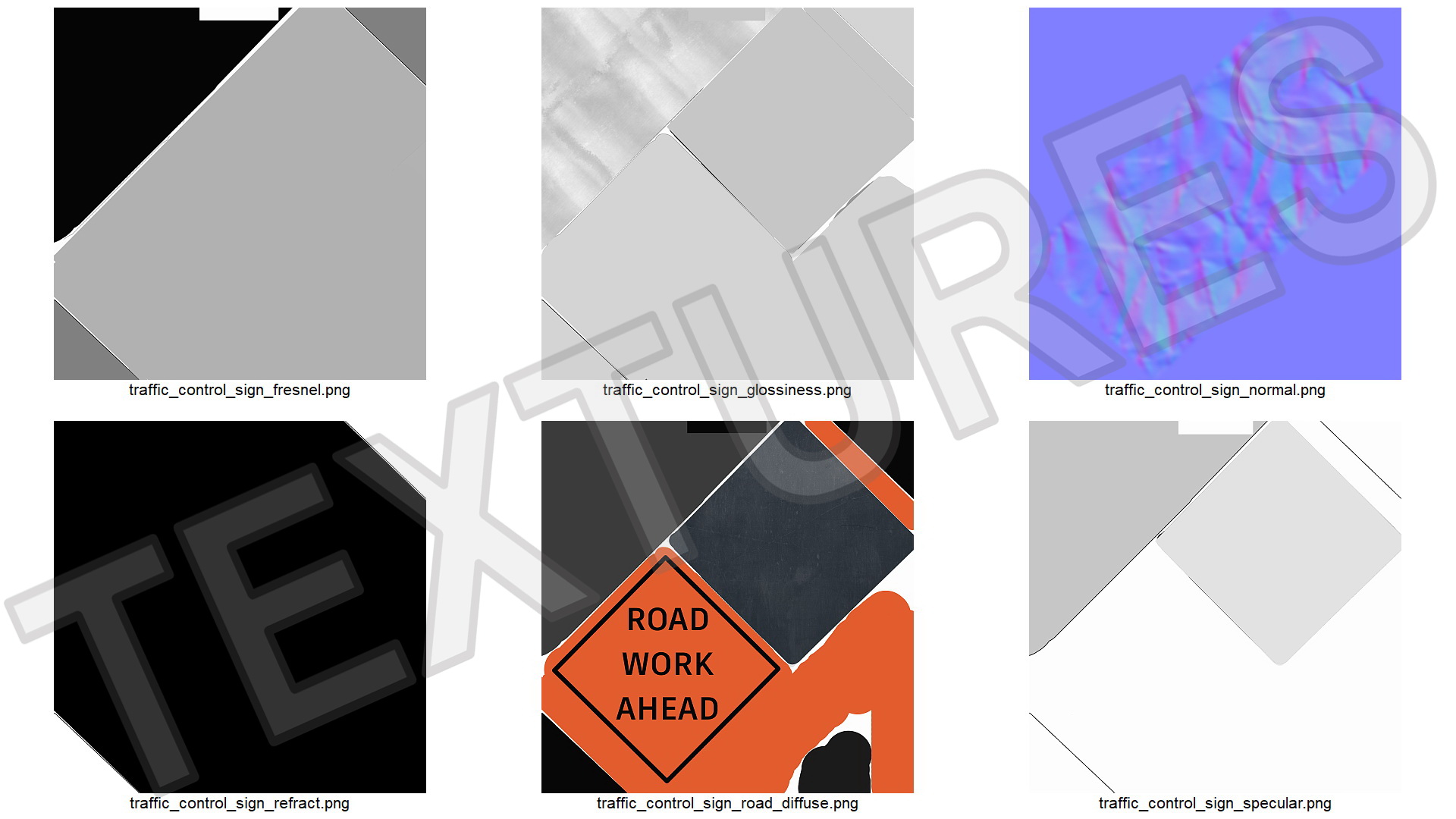 3D Road Work Ahead Traffic Control Sign