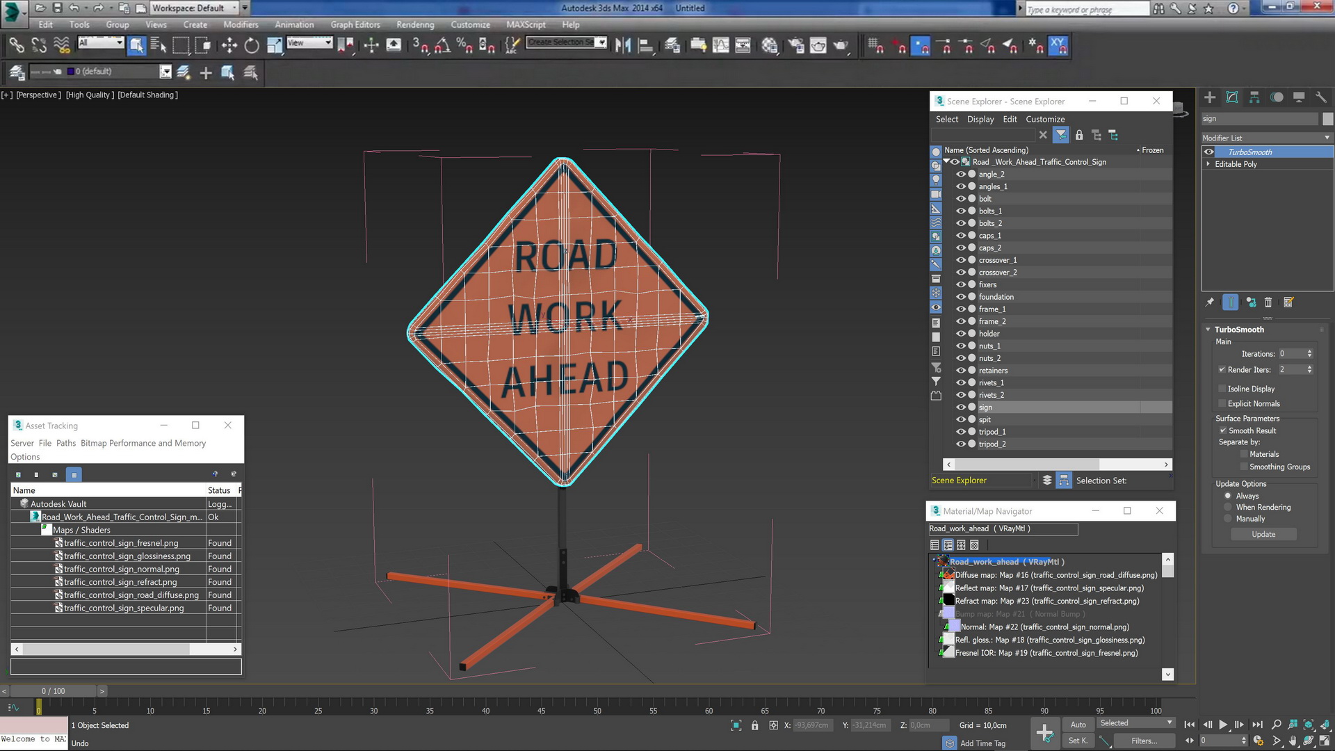 3D Road Work Ahead Traffic Control Sign