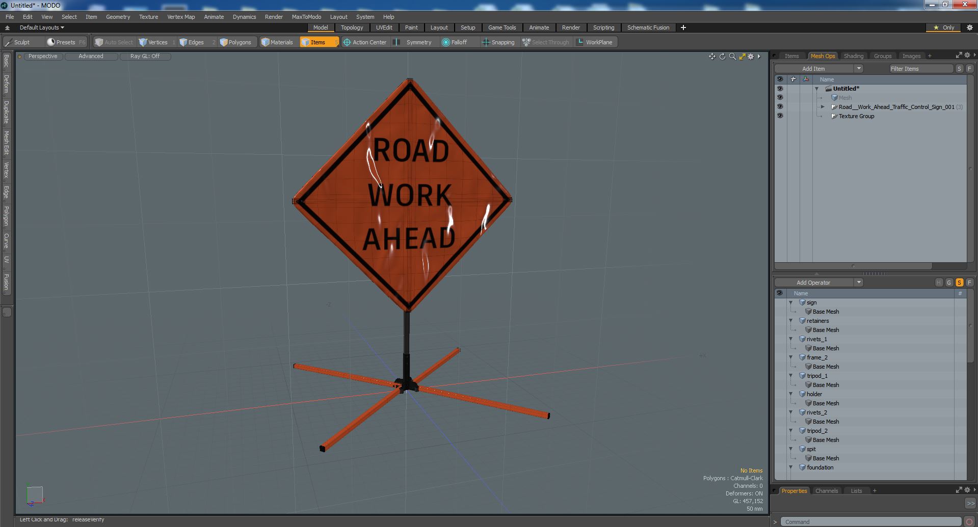 3D Road Work Ahead Traffic Control Sign