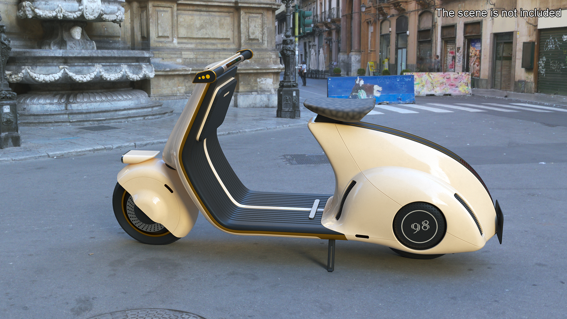 3D model Modern Electric Scooter Vespa 98 Beige Parked