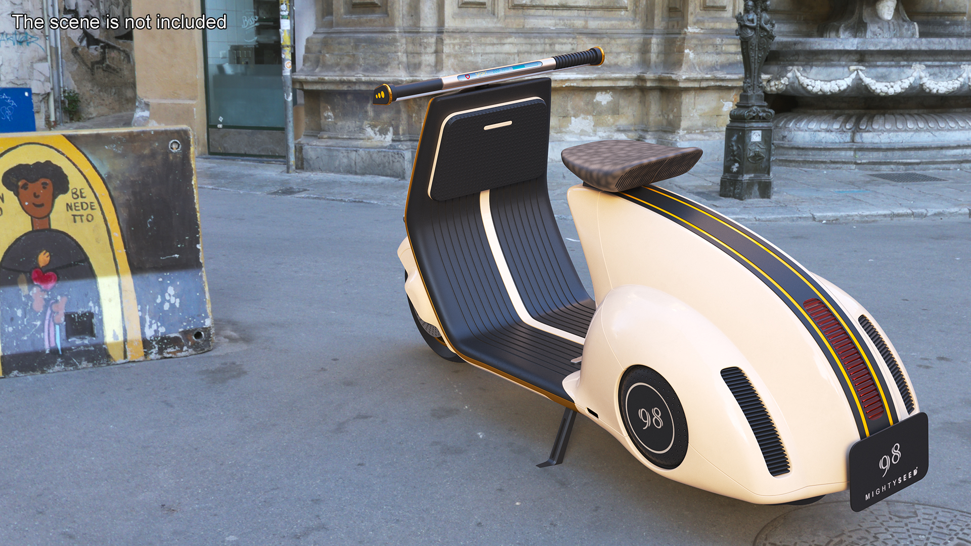 3D model Modern Electric Scooter Vespa 98 Beige Parked