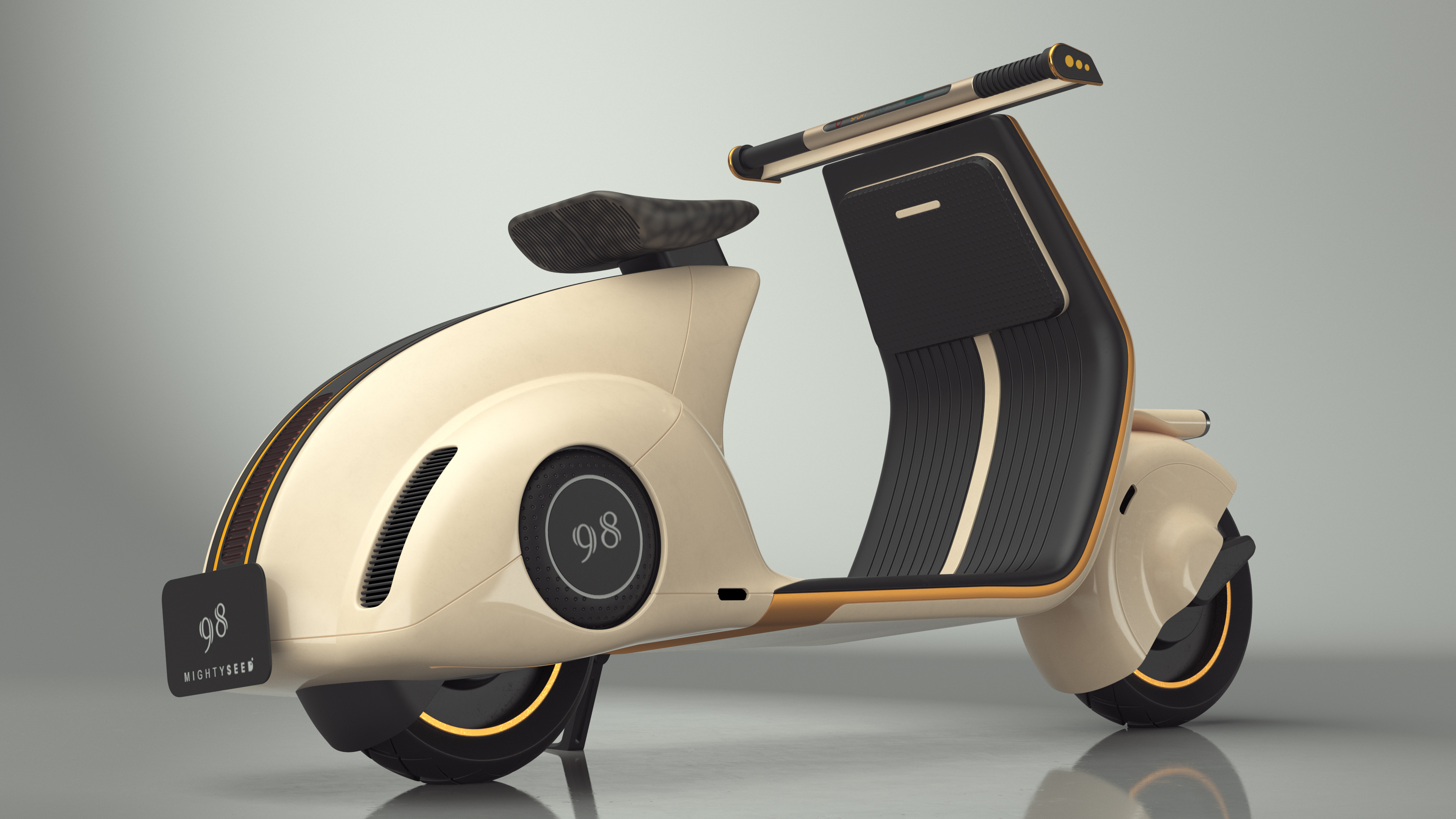 3D model Modern Electric Scooter Vespa 98 Beige Parked