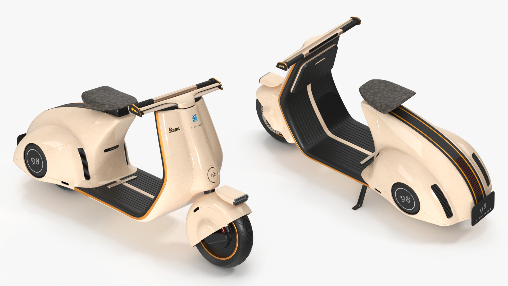 3D model Modern Electric Scooter Vespa 98 Beige Parked