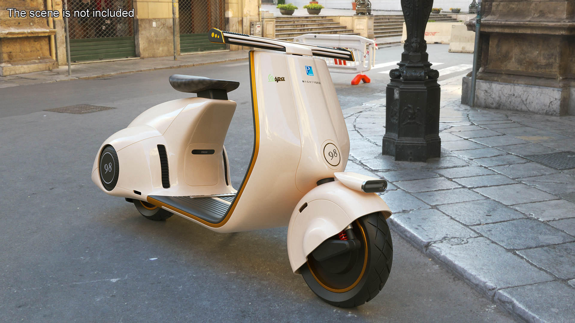 3D model Modern Electric Scooter Vespa 98 Beige Parked