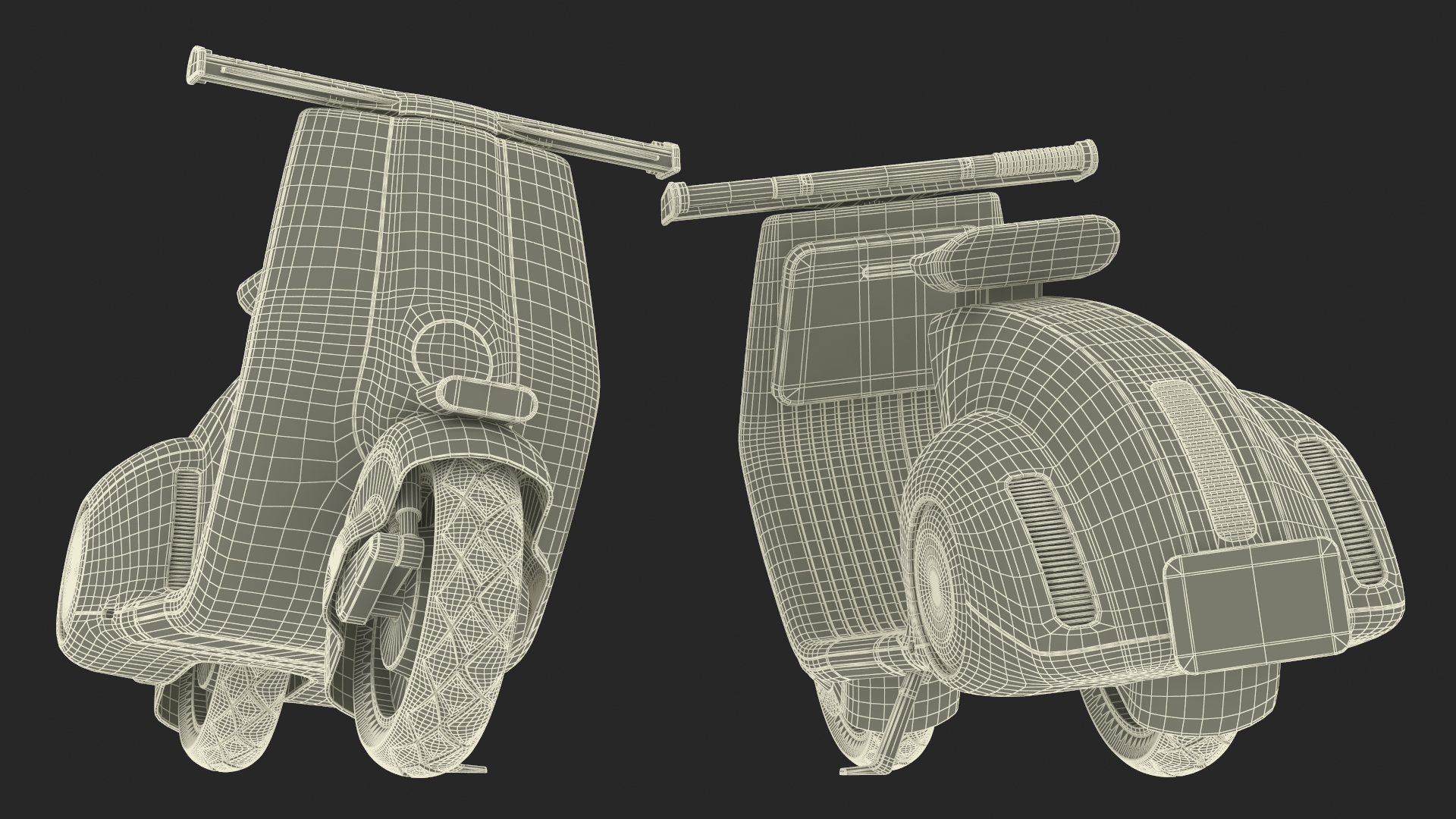 3D model Modern Electric Scooter Vespa 98 Beige Parked