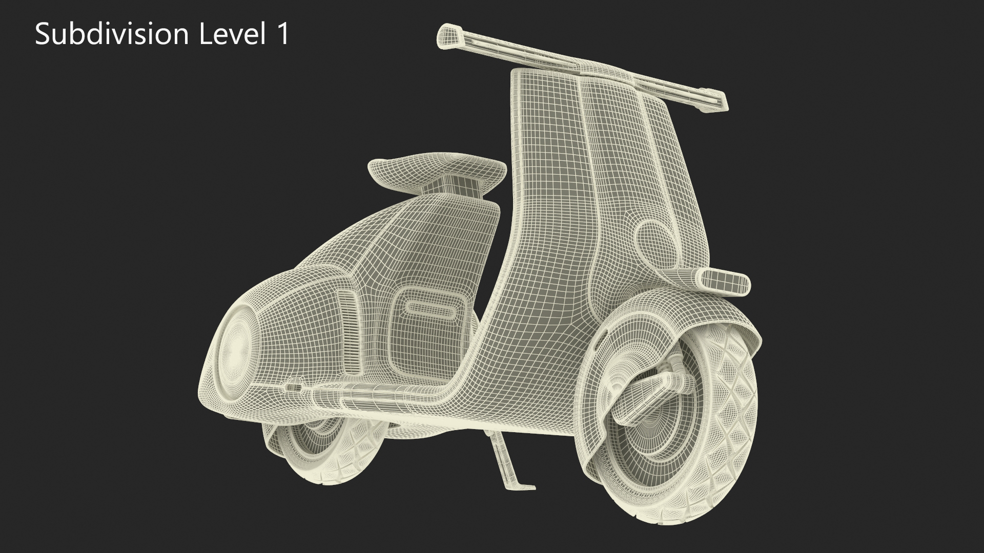 3D model Modern Electric Scooter Vespa 98 Beige Parked