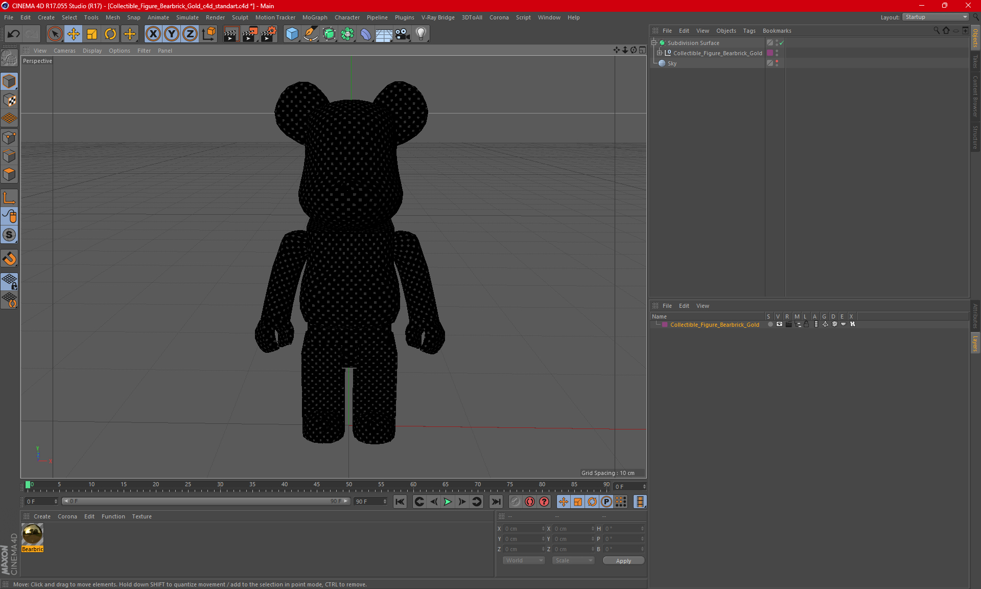 3D Collectible Figure Bearbrick Gold model