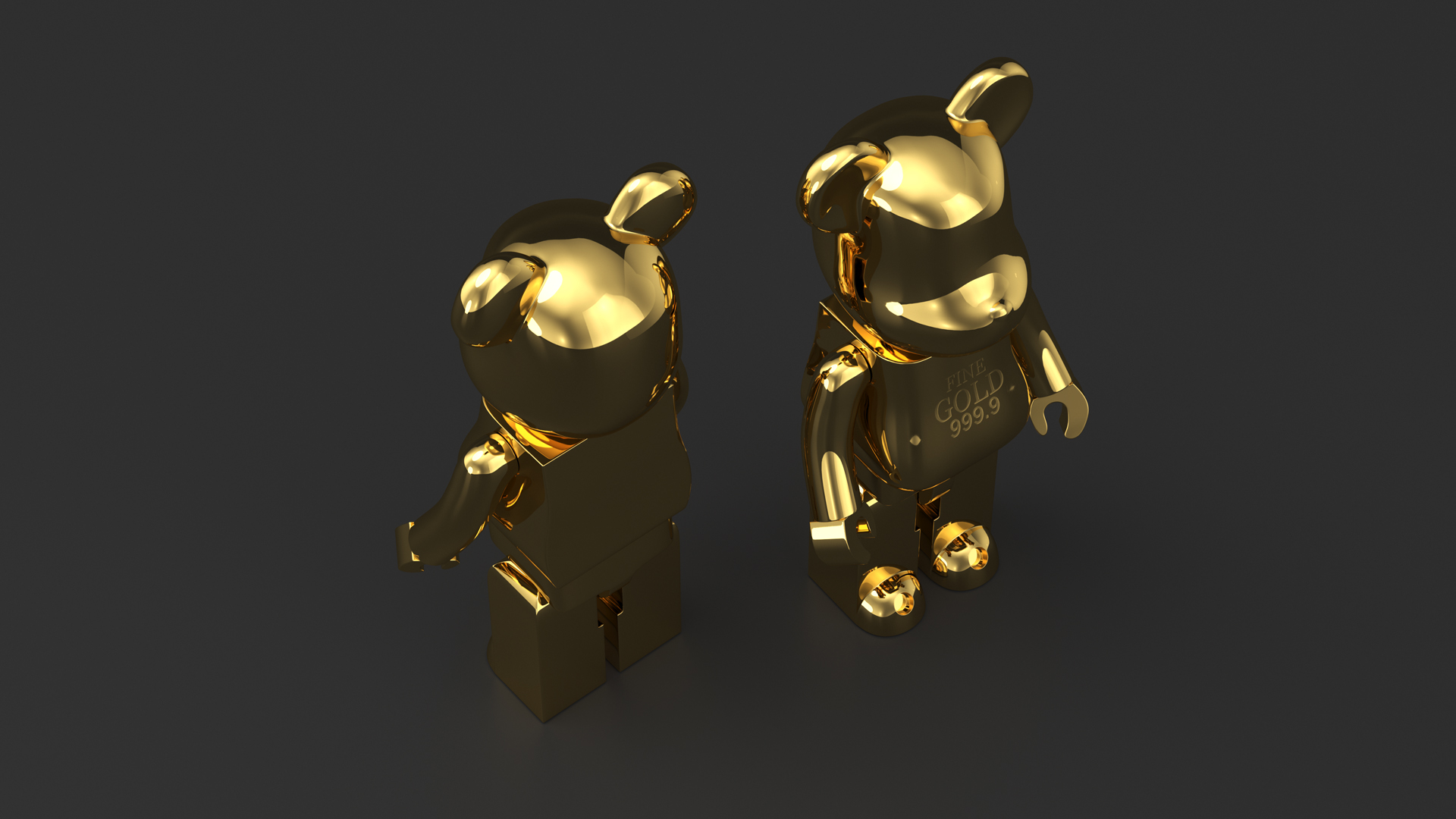 3D Collectible Figure Bearbrick Gold model