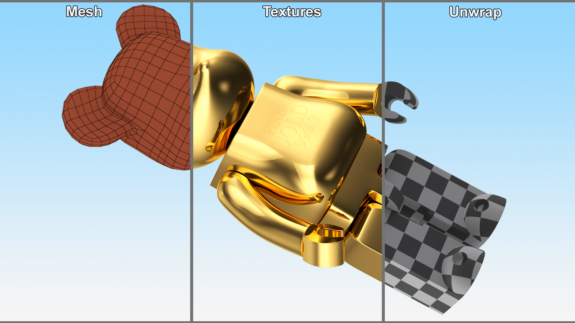 3D Collectible Figure Bearbrick Gold model