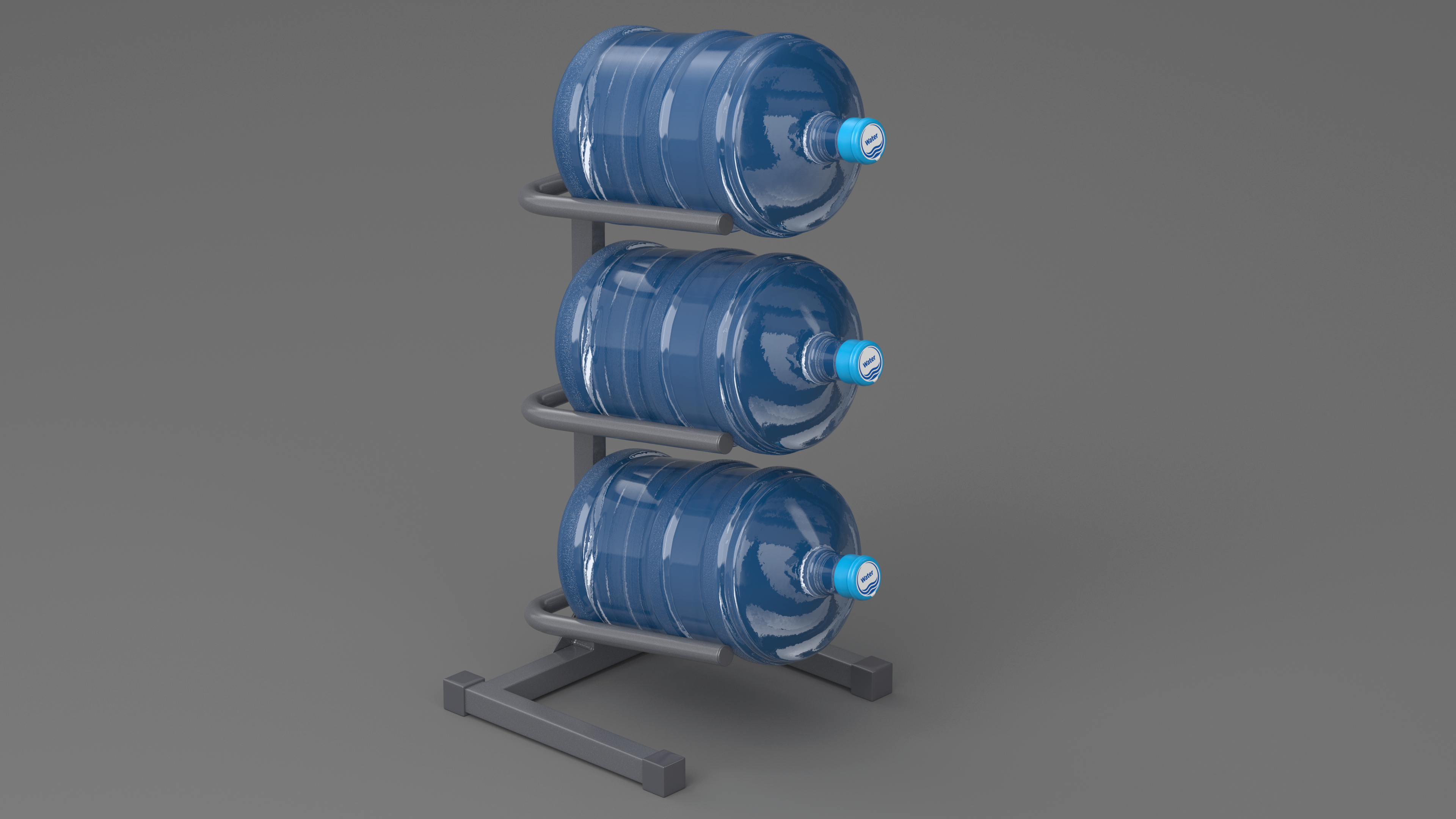 Gallon Water Bottle 3 Tier Holder Shelf Gray 3D model