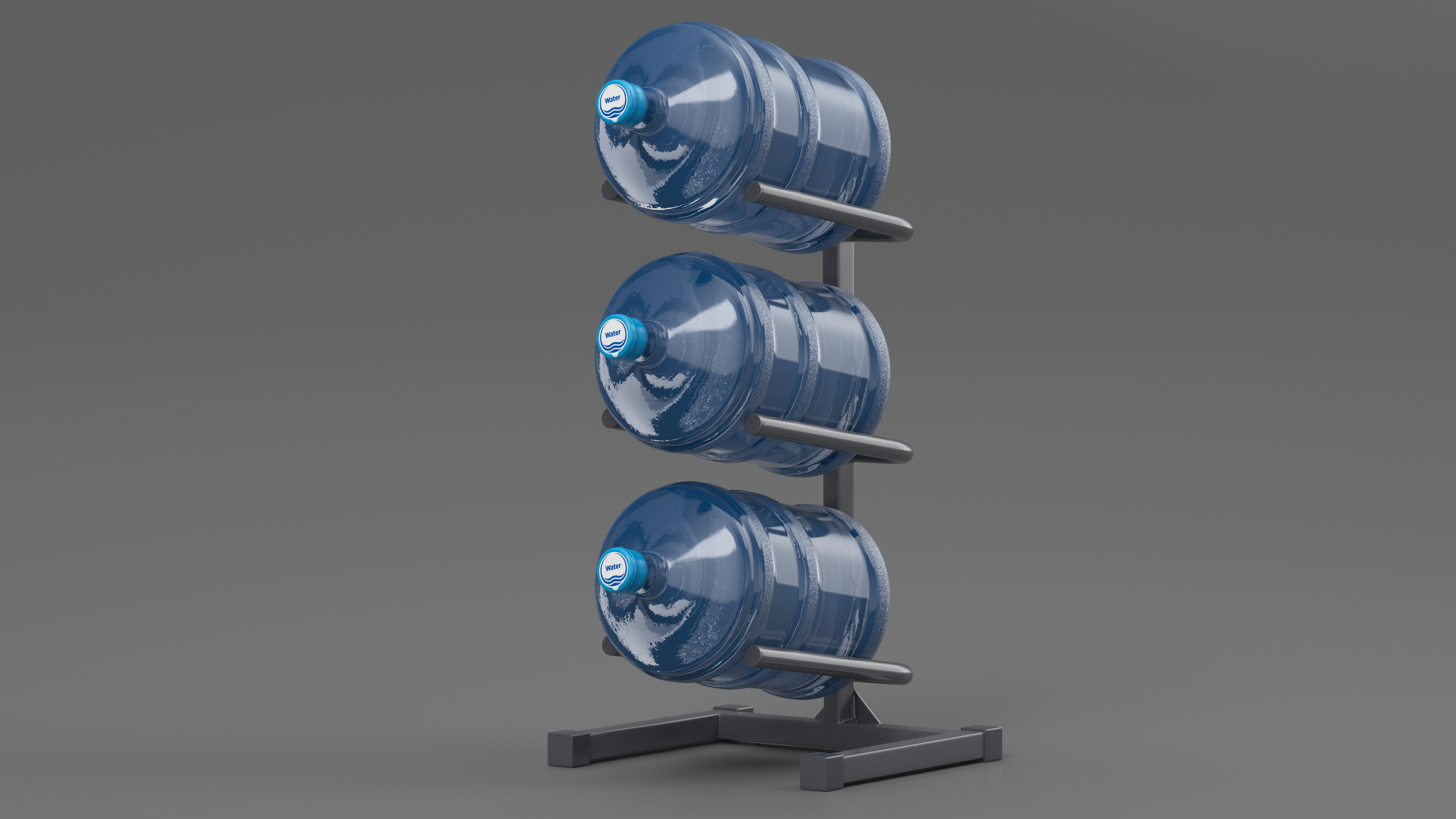 Gallon Water Bottle 3 Tier Holder Shelf Gray 3D model
