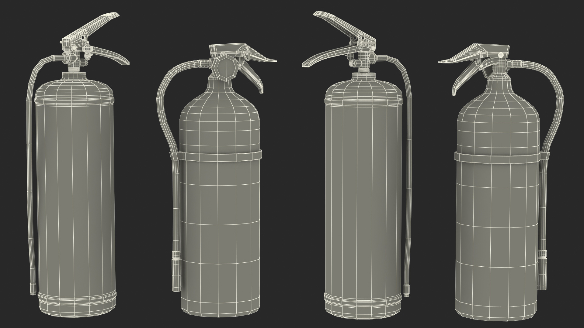 3D model Double Fire Extinguisher Fiberglass Stand Set
