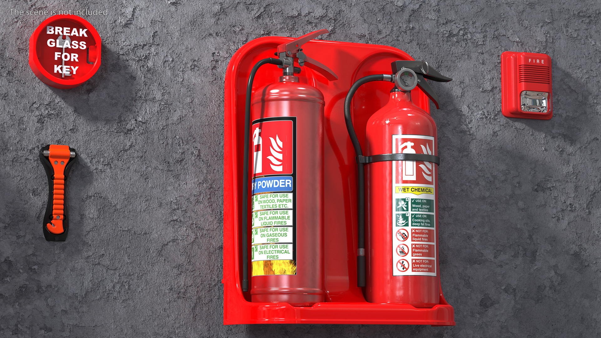3D model Double Fire Extinguisher Fiberglass Stand Set